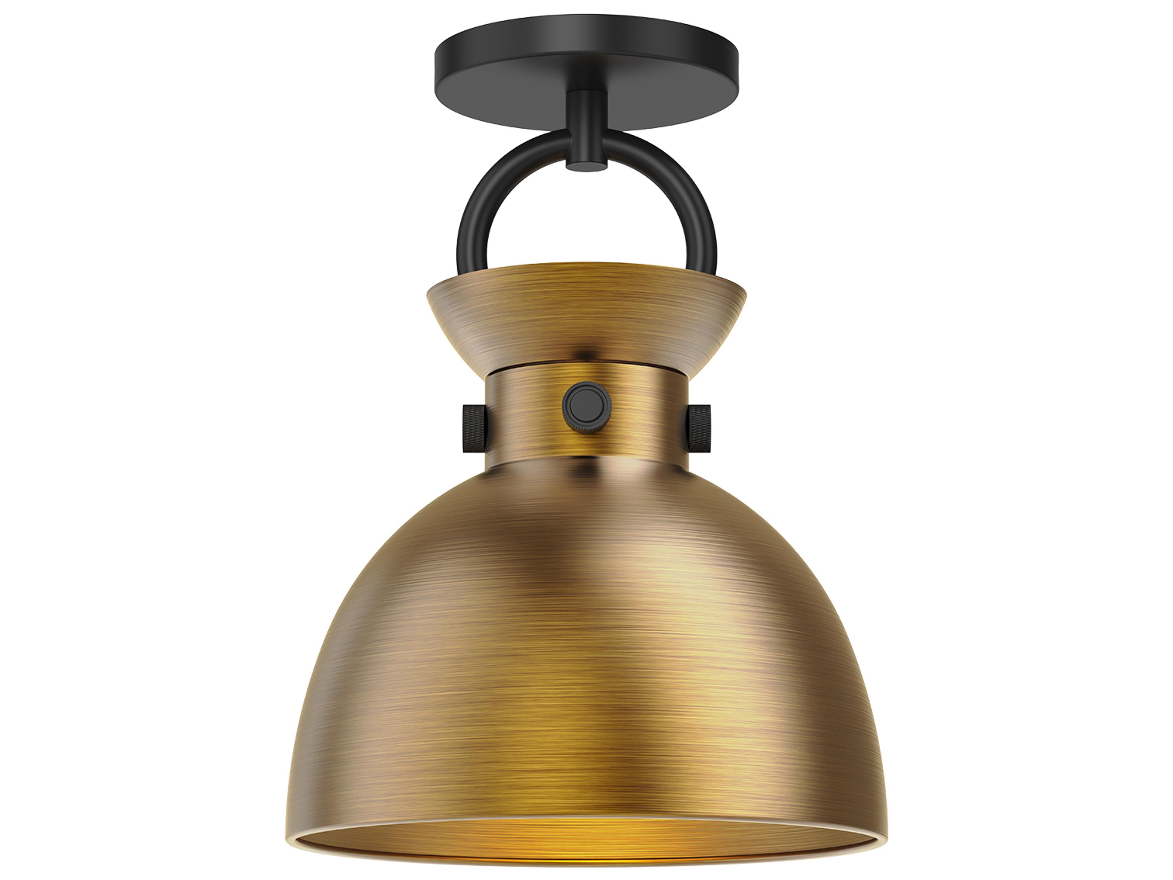 Alora Mood Waldo 1-Light Matte Black Aged Gold Semi Flush Mount