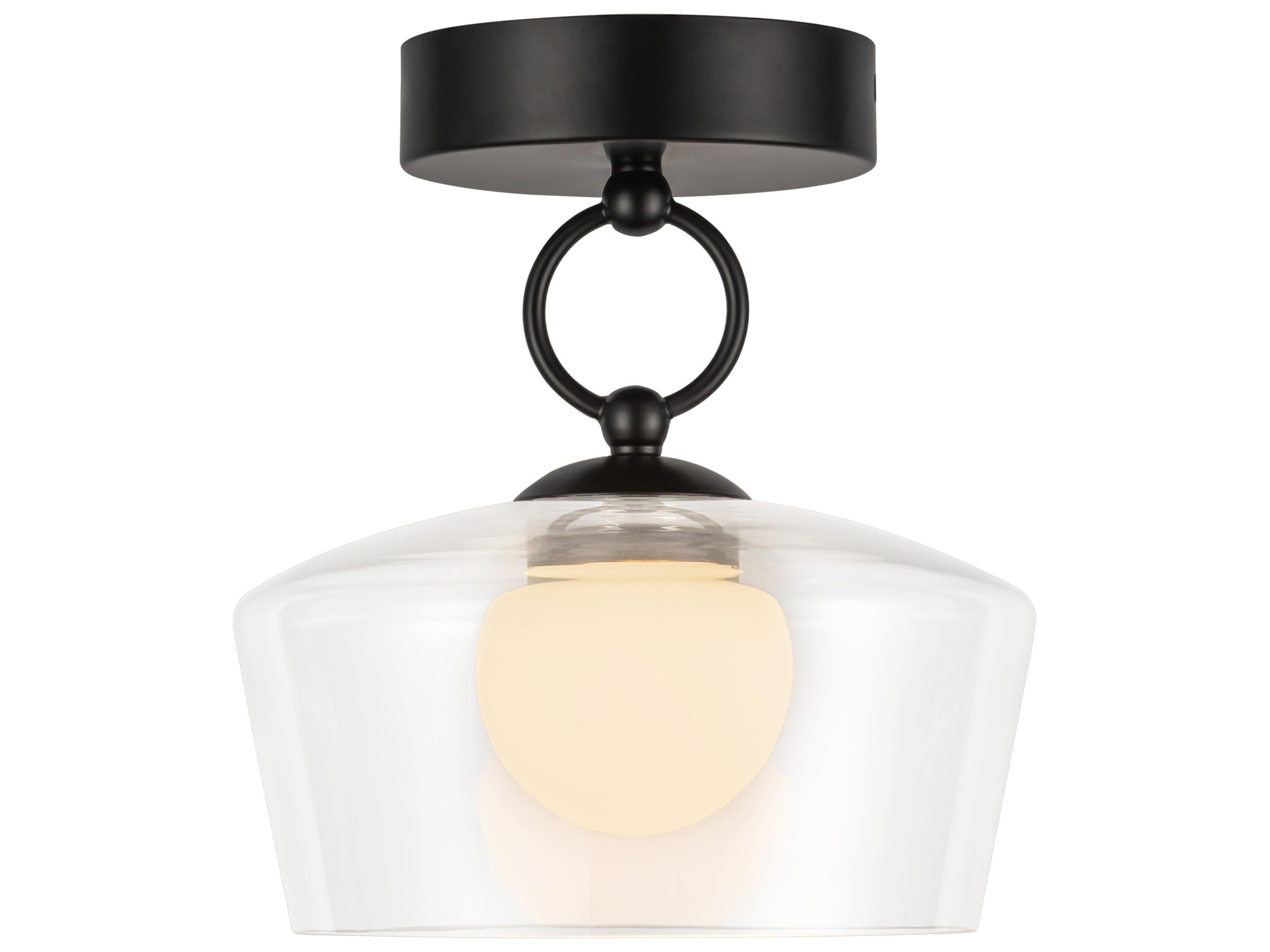 Alora Mood Leota Matte Black Semi Flush Mount
