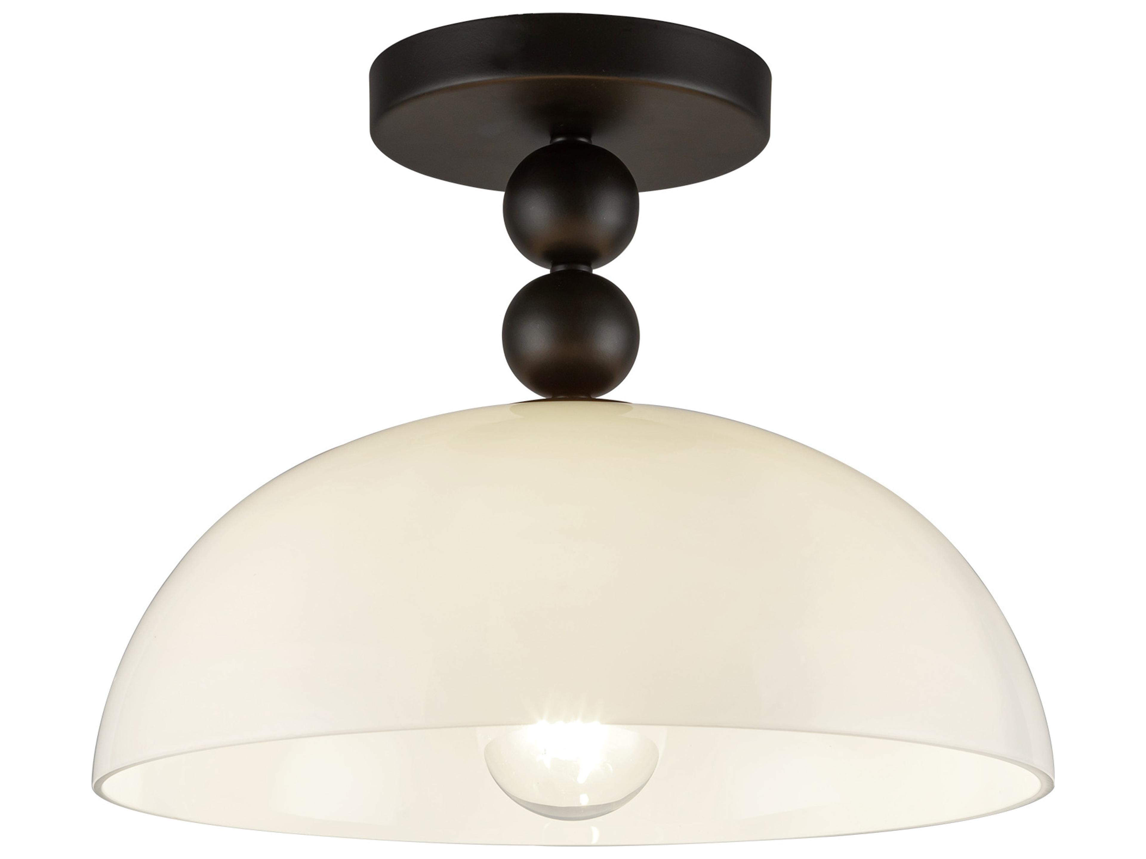 Alora Mood Paisley 1-Light Matte Black Dome Semi Flush Mount