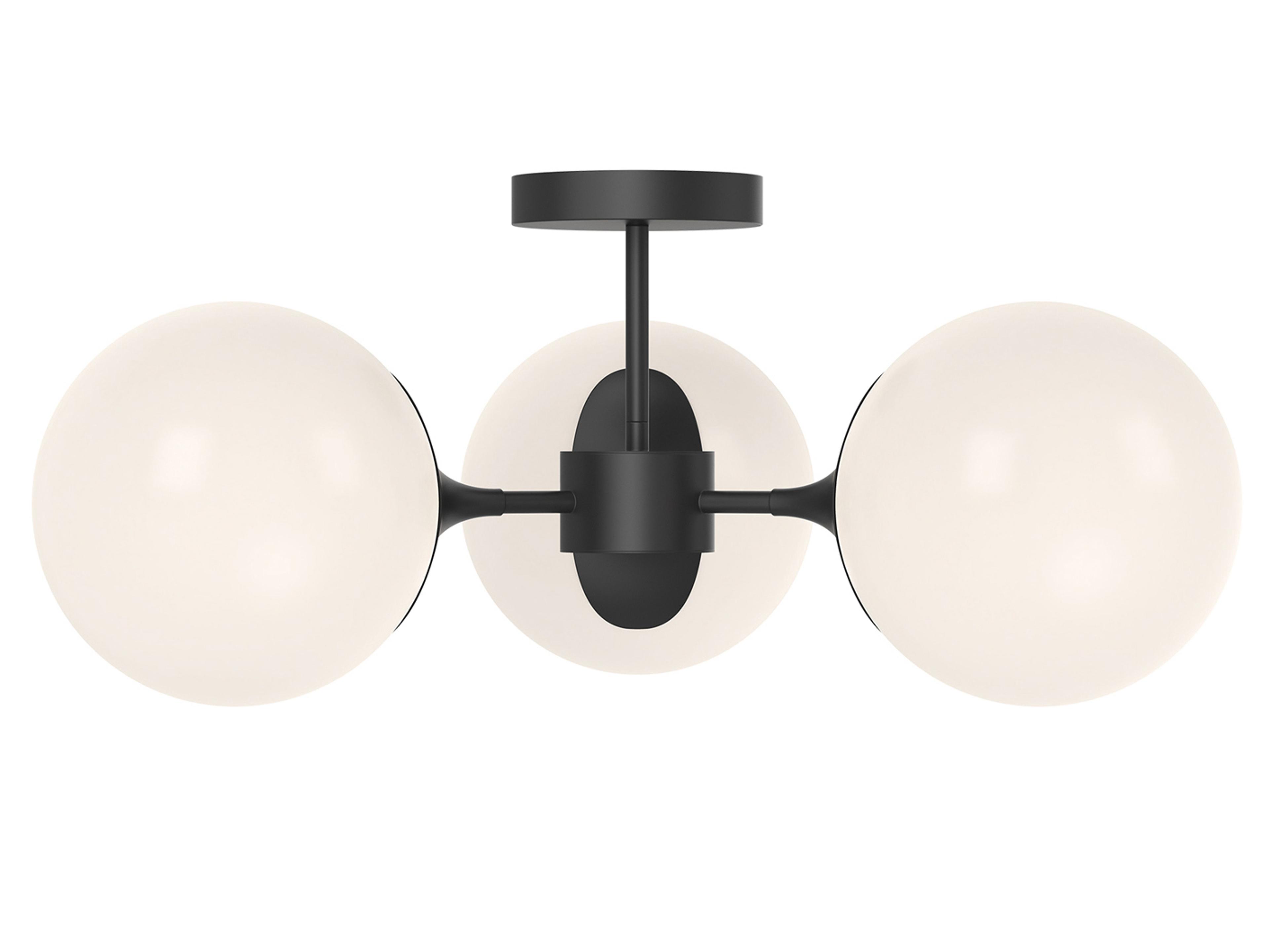 Alora Mood Nouveau 3-Light Matte Black Globe Semi Flush Mount