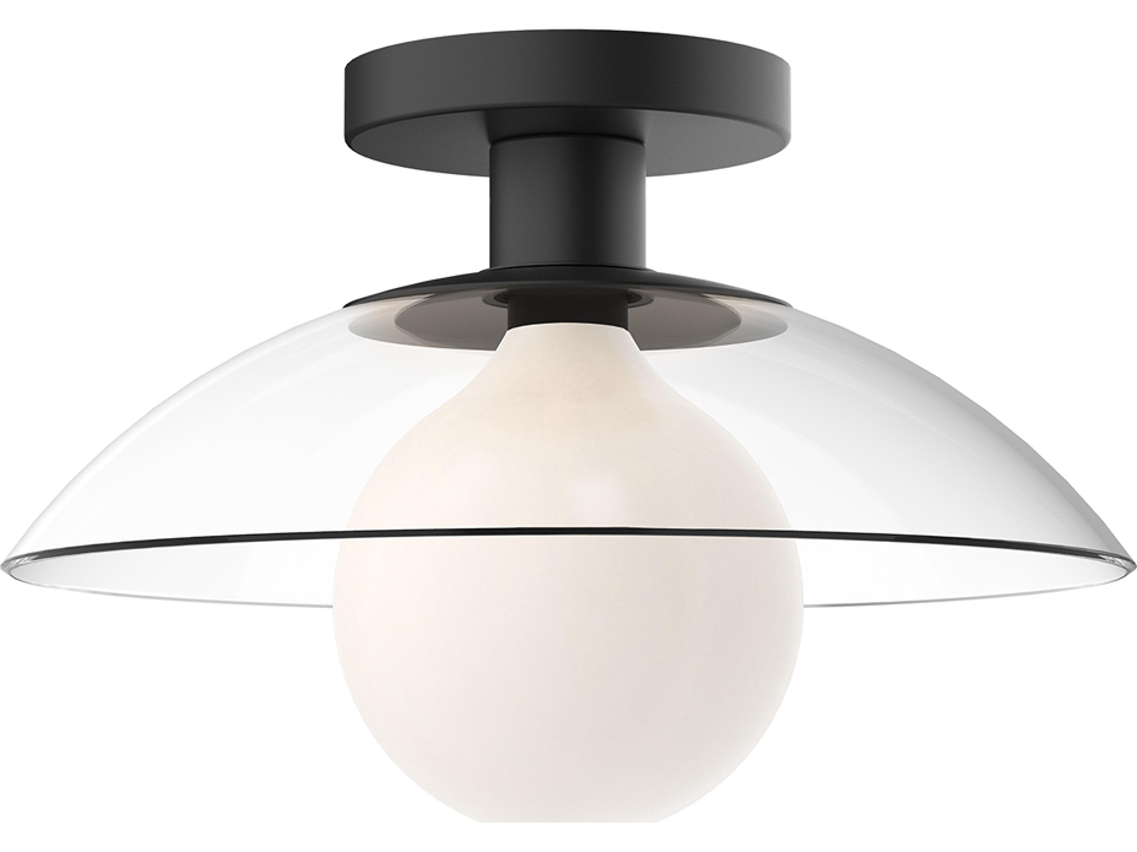 Alora Mood Francesca 1-Light Matte Black Dome Semi Flush Mount