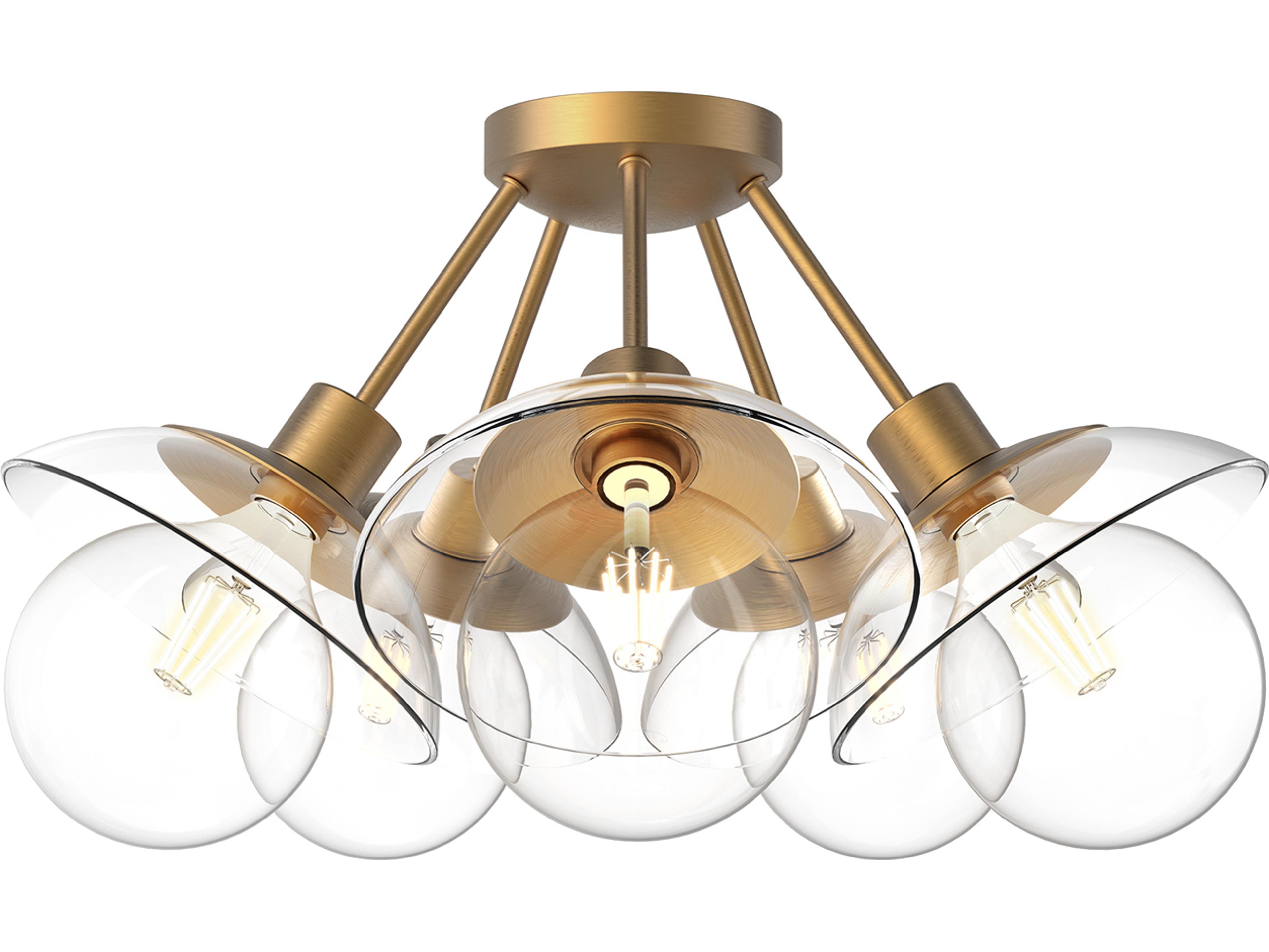 Alora Mood Francesca 5-Light Aged Gold Dome Sputnik Semi Flush Mount