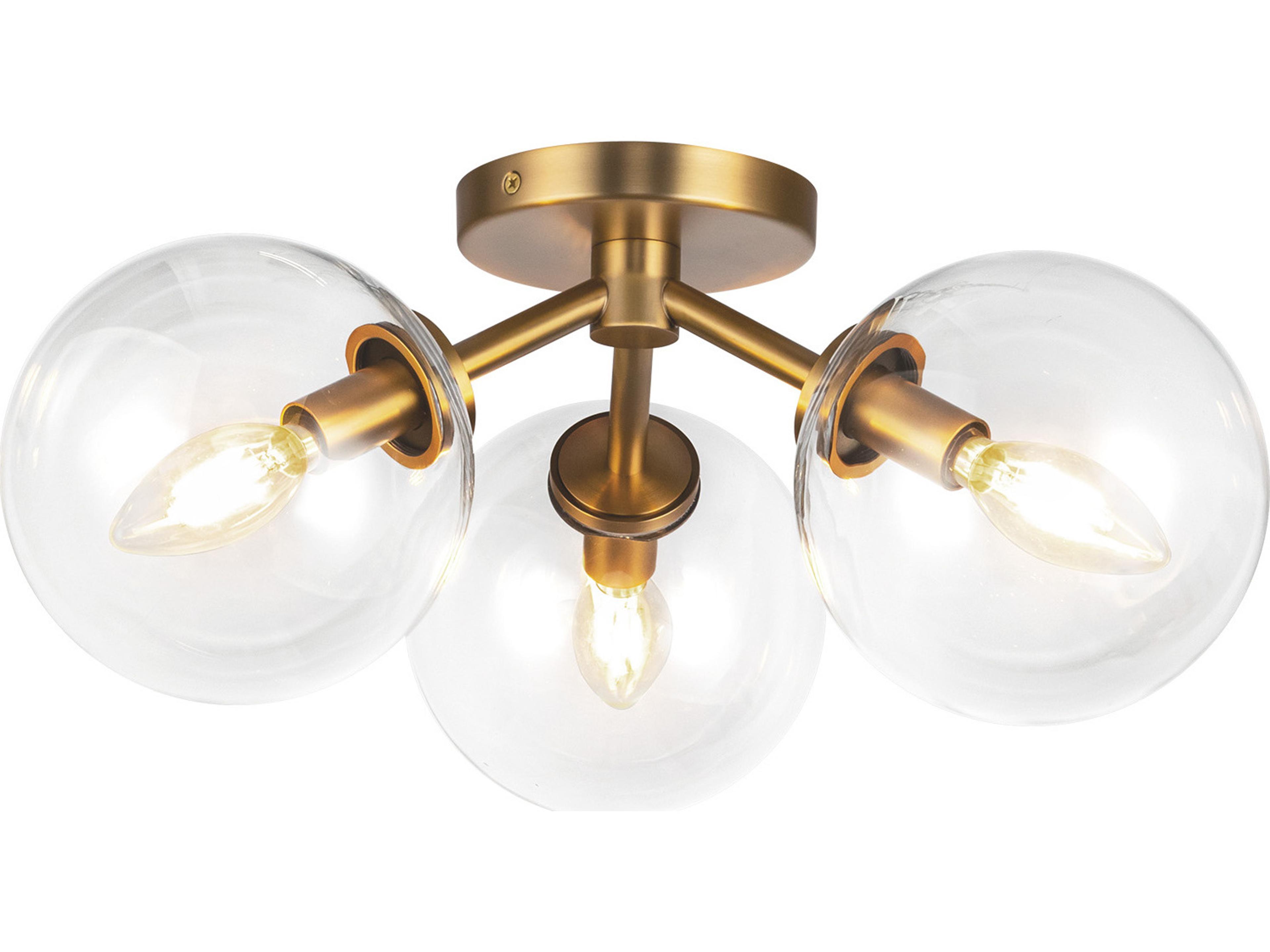 Alora Mood Cassia 3-Light Aged Gold Globe Semi Flush Mount