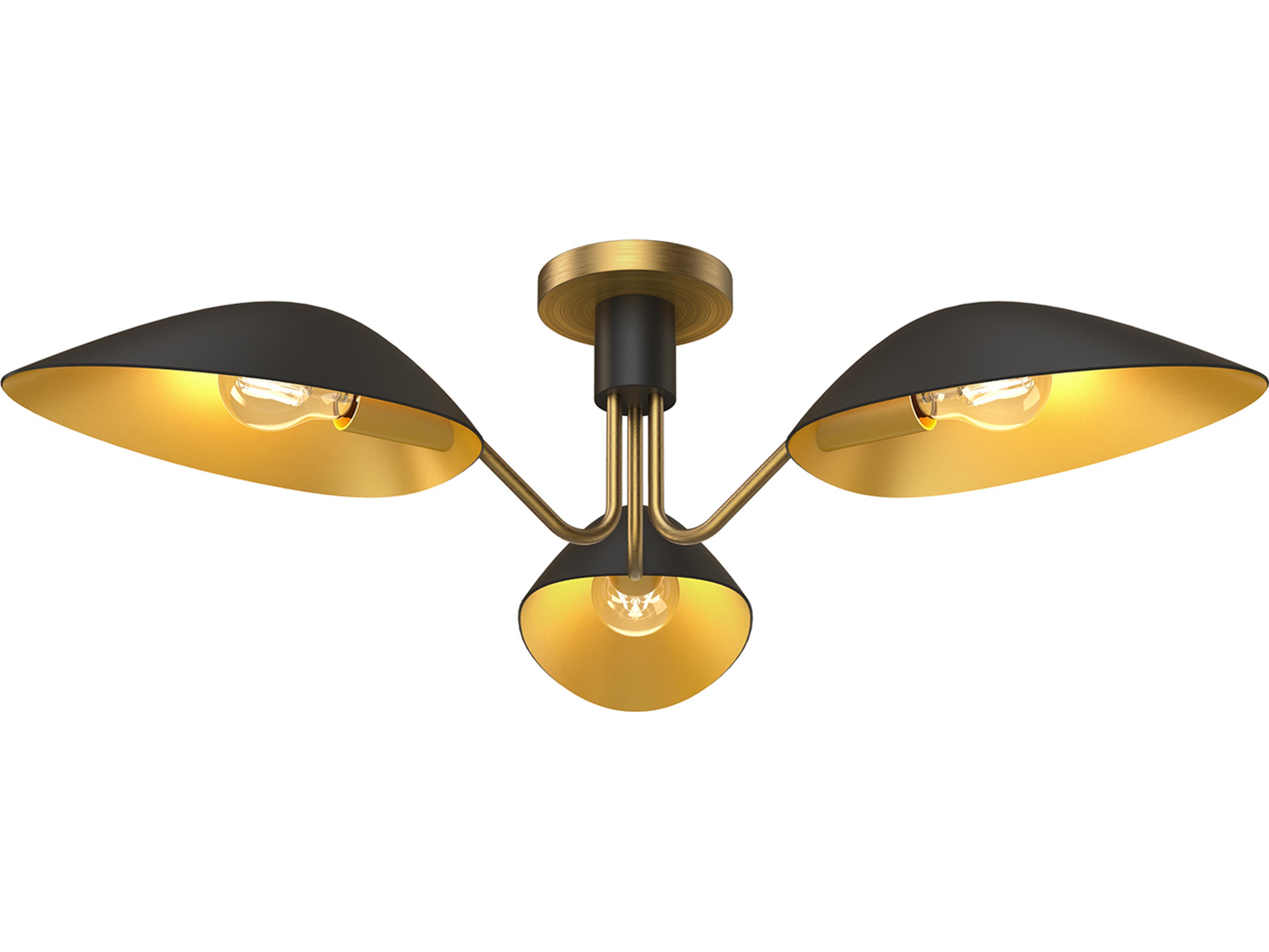 Alora Mood Oscar 3-Light Aged Gold Matte Black Semi Flush Mount
