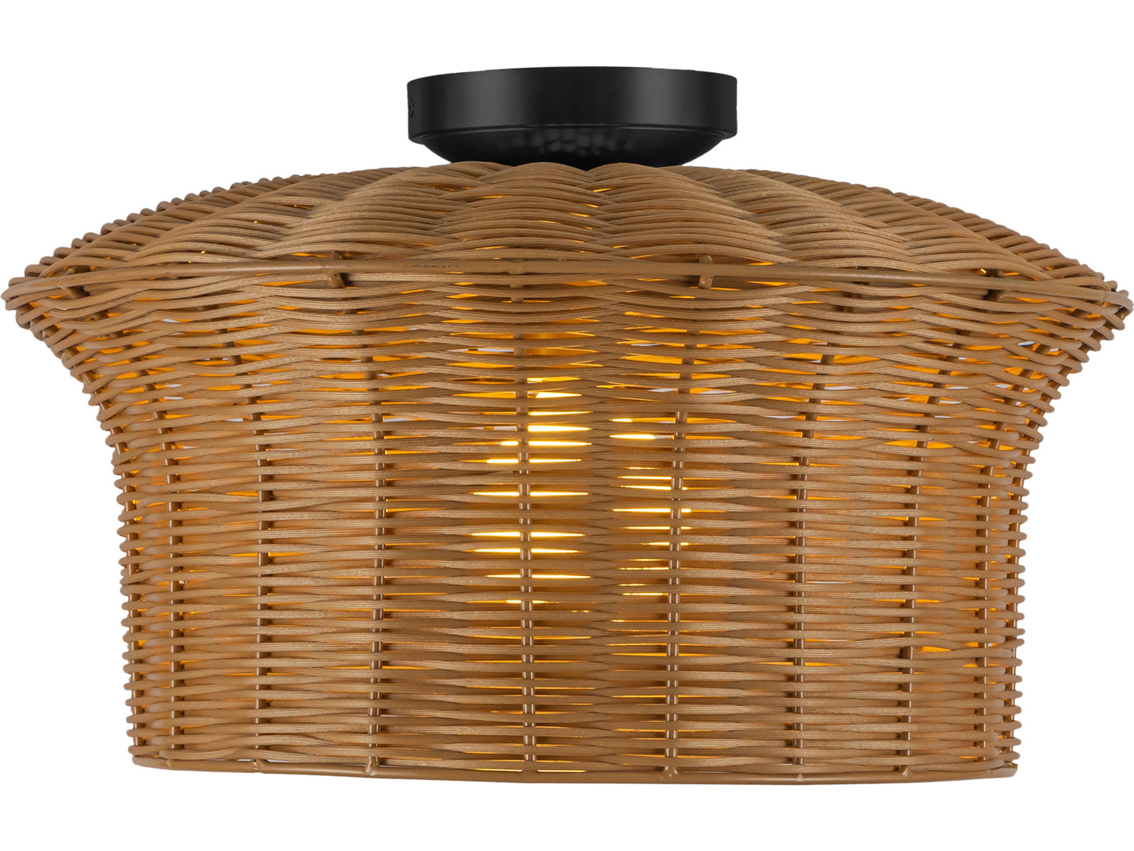 Alora Mood Kai 1-Light Matte Black Brown Semi Flush Mount