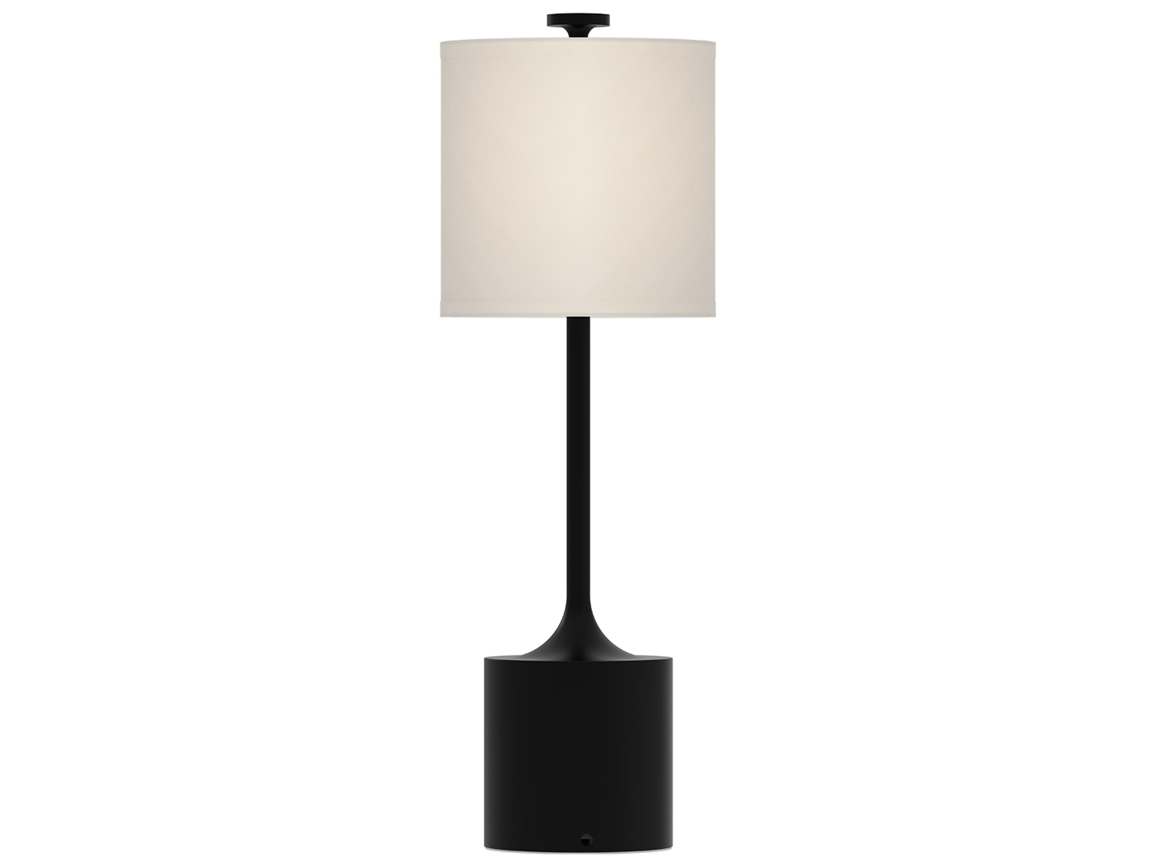 Alora Mood Issa Matte Black Ivory Linen Buffet Lamp
