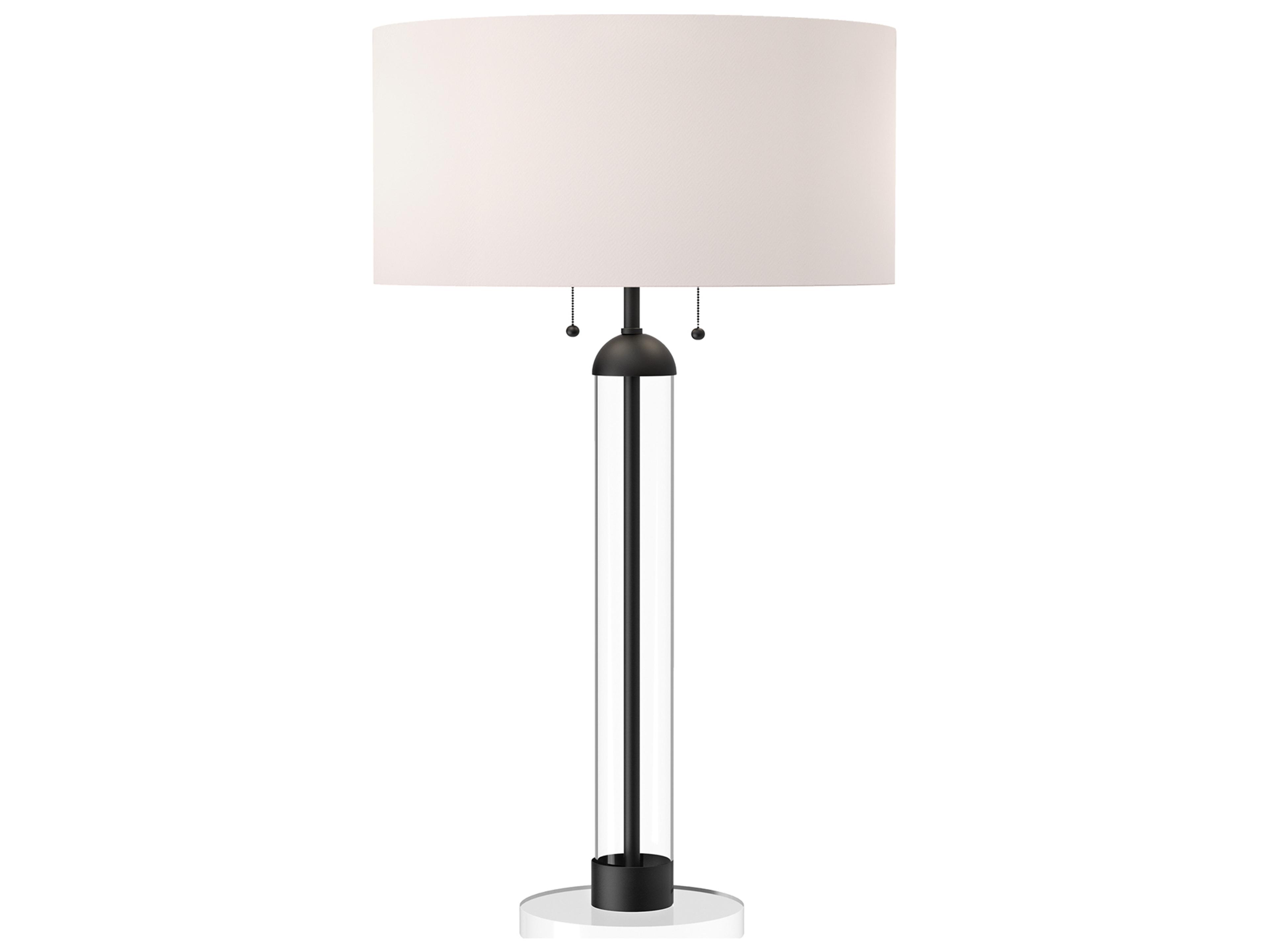 Alora Mood Sasha Matte Black White Linen Buffet Lamp