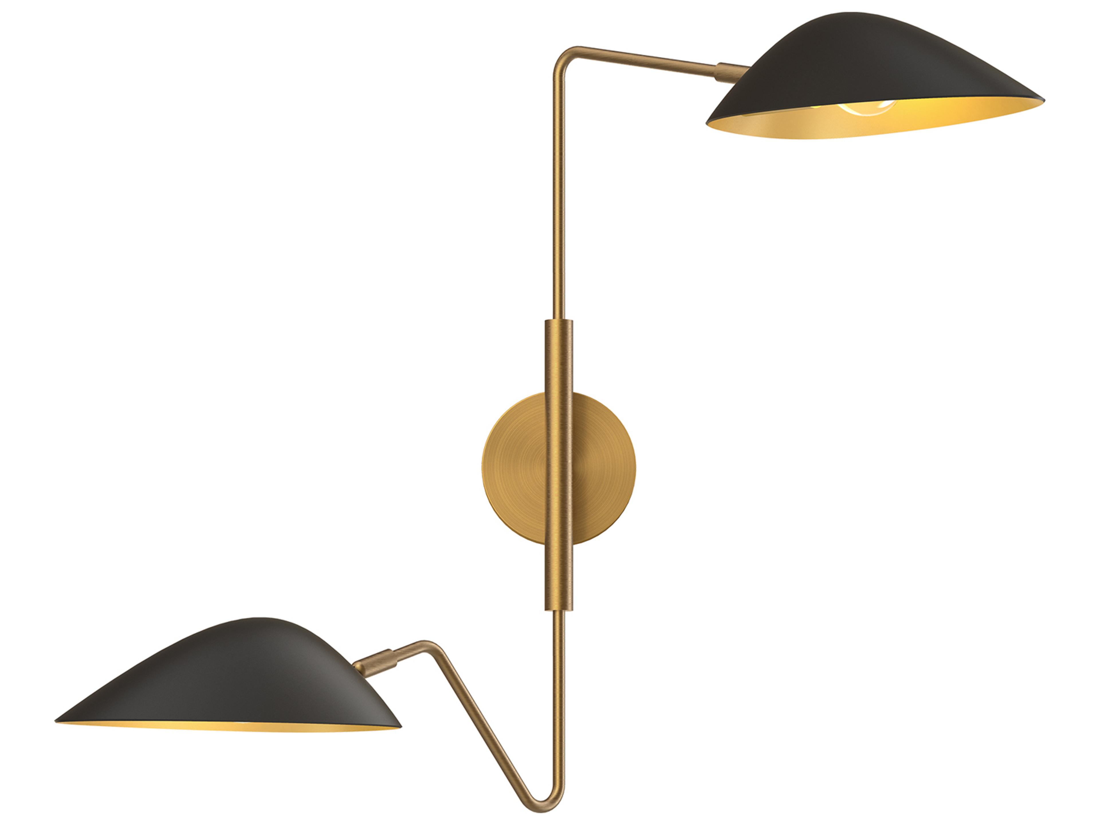 Alora Mood Oscar 2-Light Aged Gold Matte Black Swing Wall Sconce