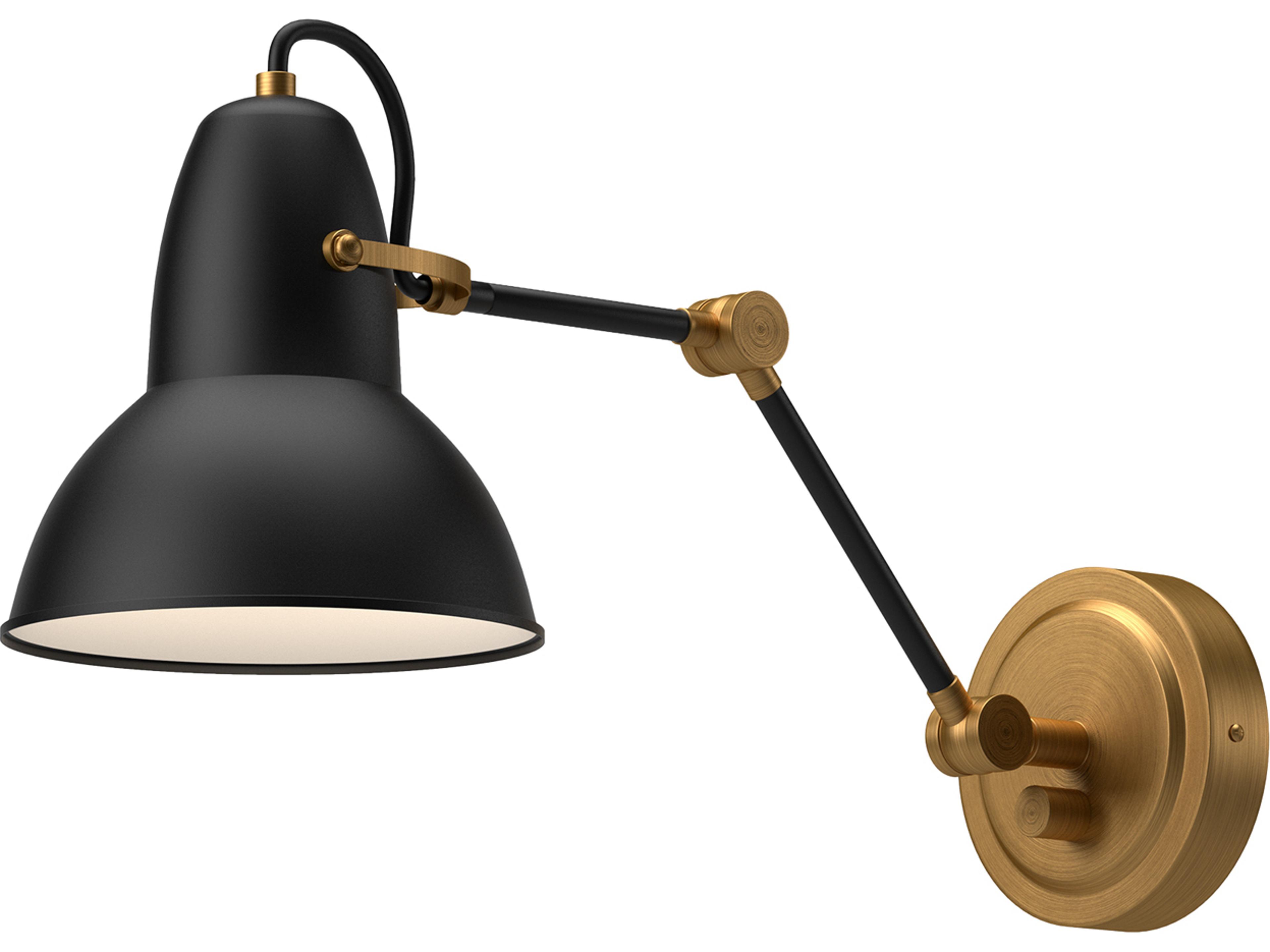 Alora Mood Felix 1-Light Aged Gold Matte Black Swing Wall Sconce