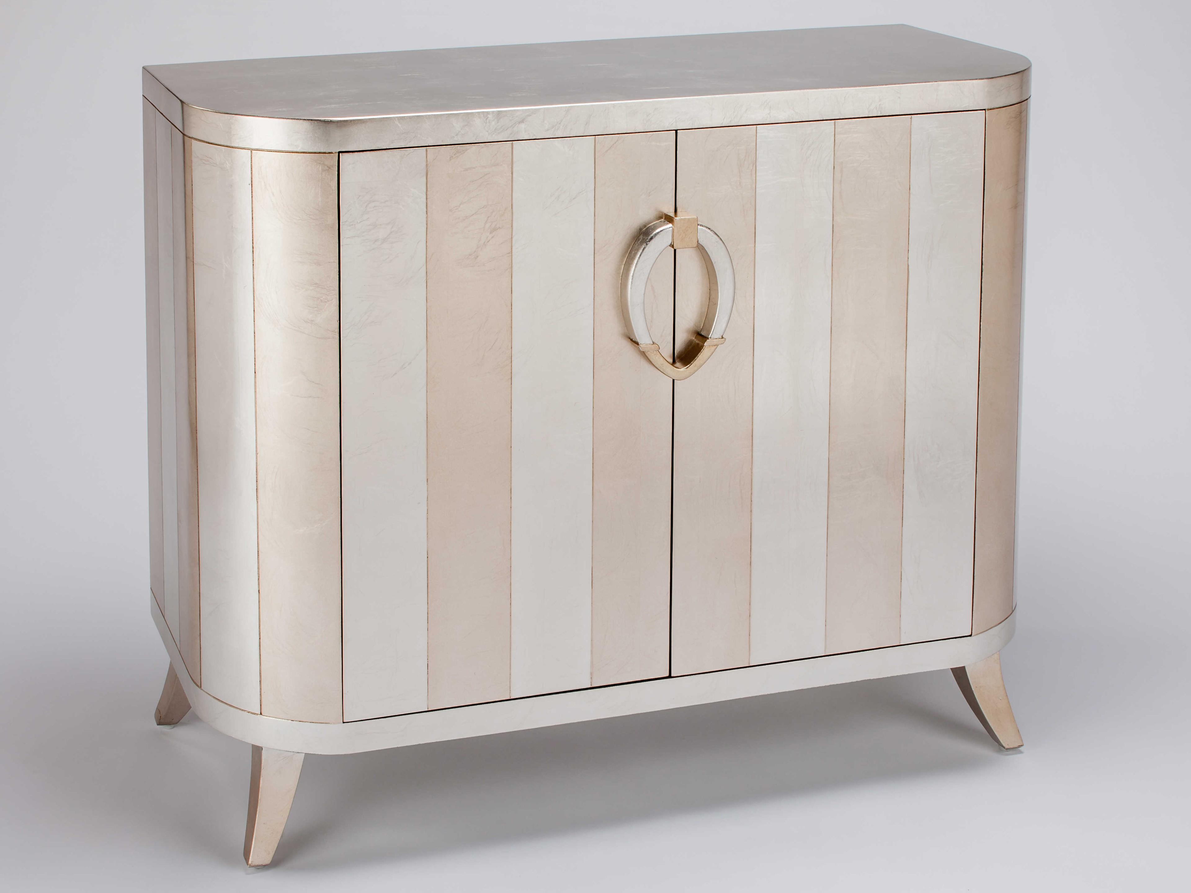 Artmax Silverleaf And Champagne Stripe Accent Chest