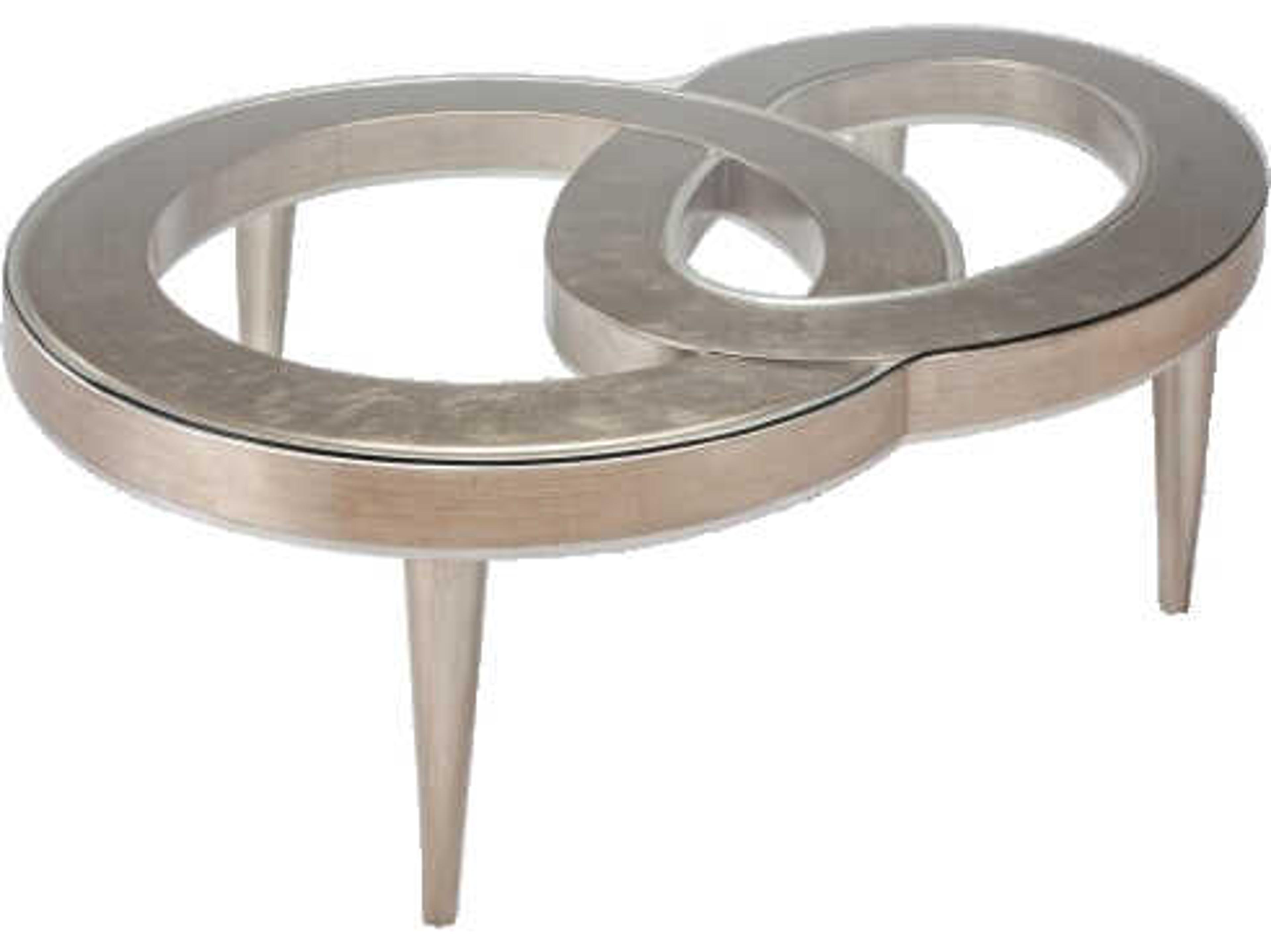Artmax Glass Soft Goldleaf Silver Trim Coffee Table