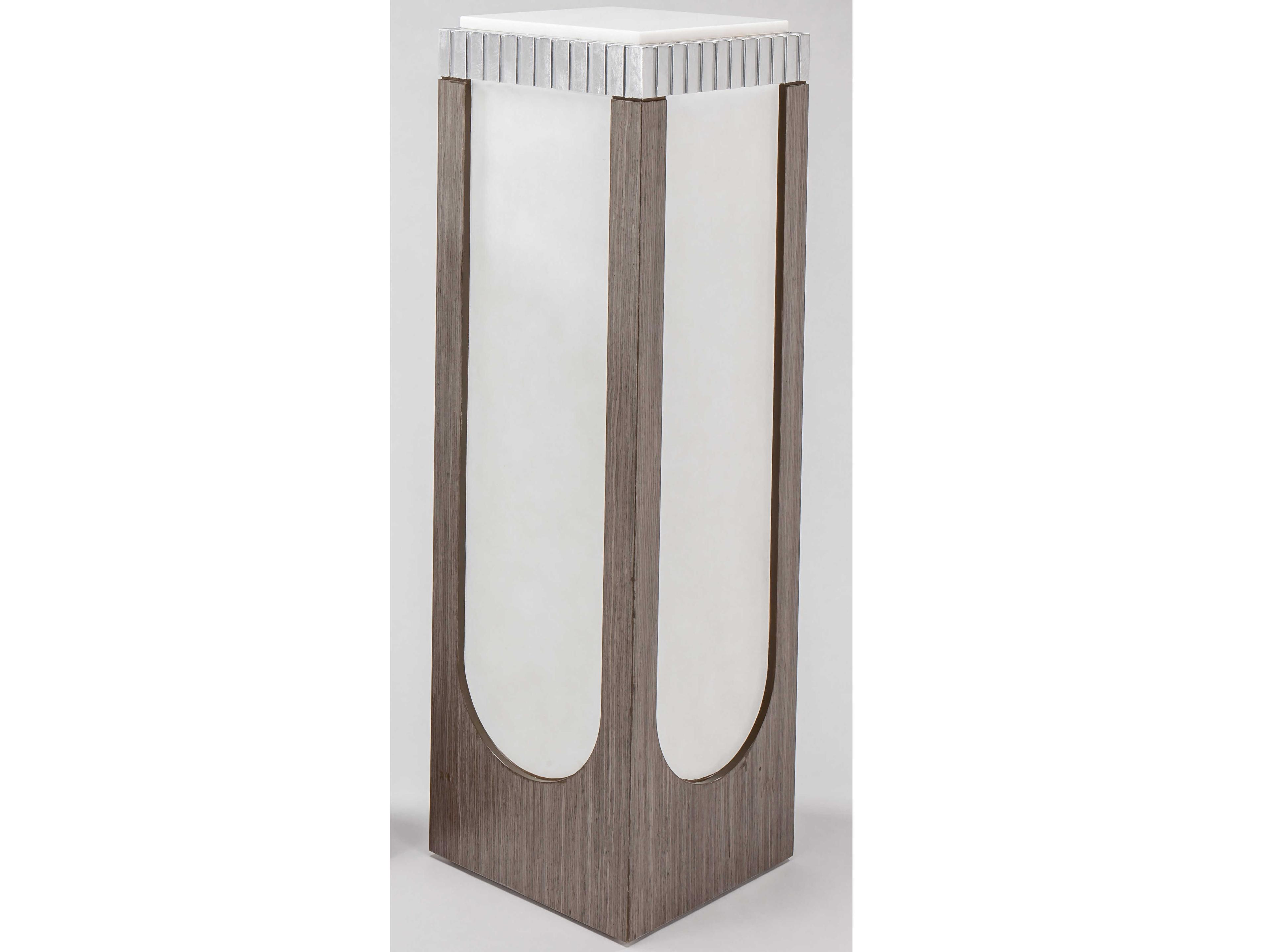 Artmax Square Stone White Silver Smoky Gray End Table