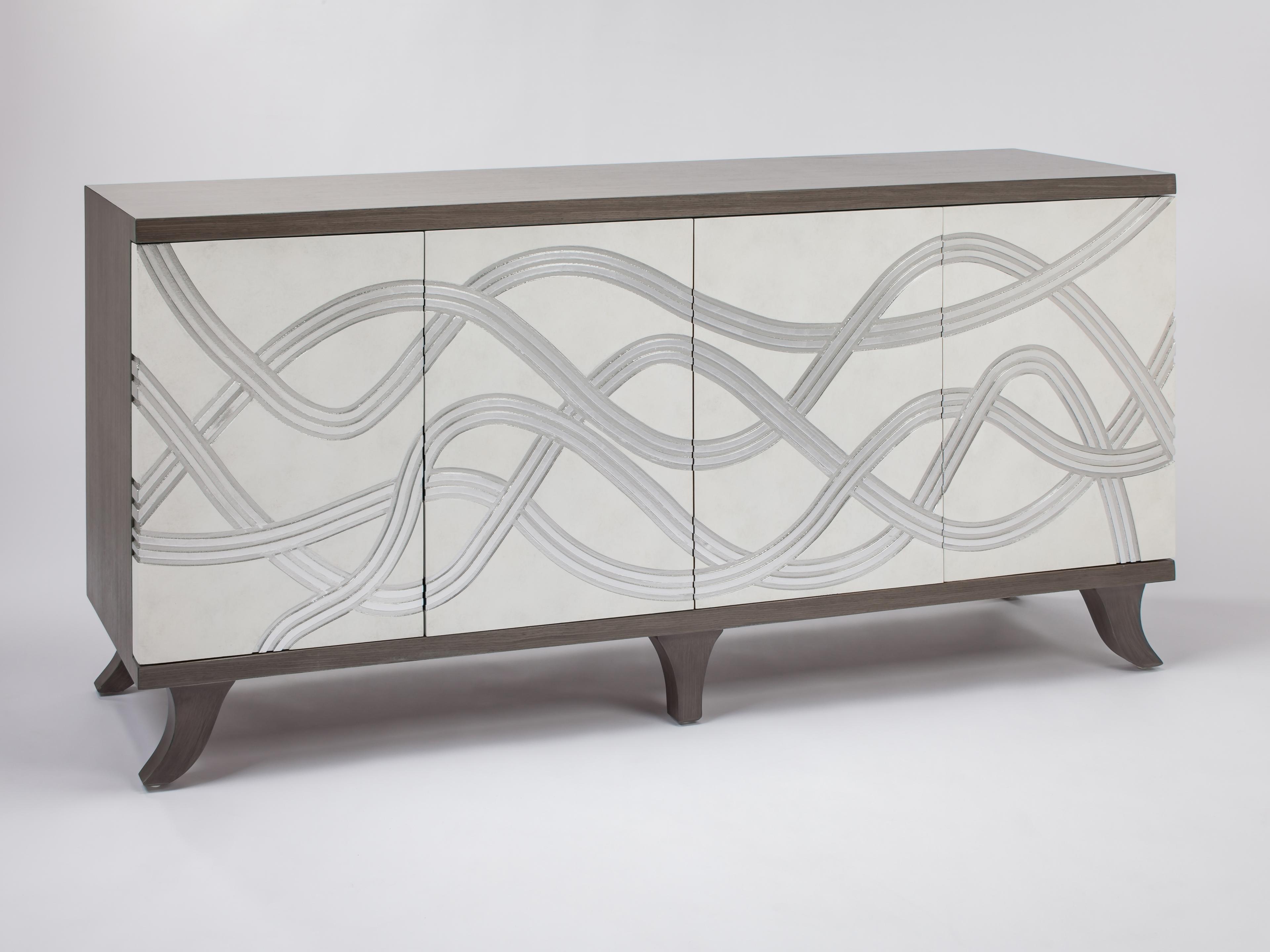 Artmax Frosty White and Silver Accent Chest