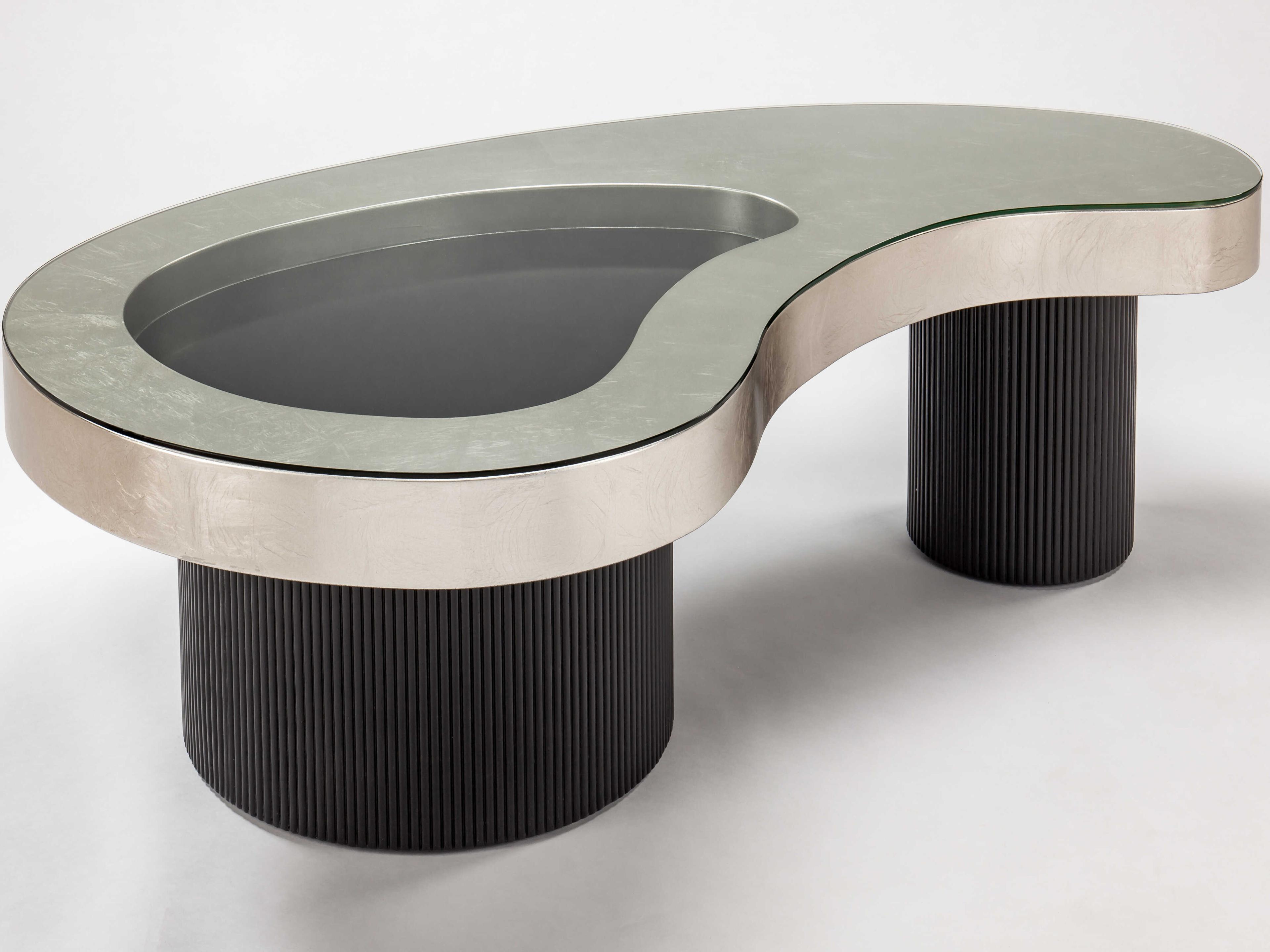 Artmax Glass Silverleaf Black Coffee Table