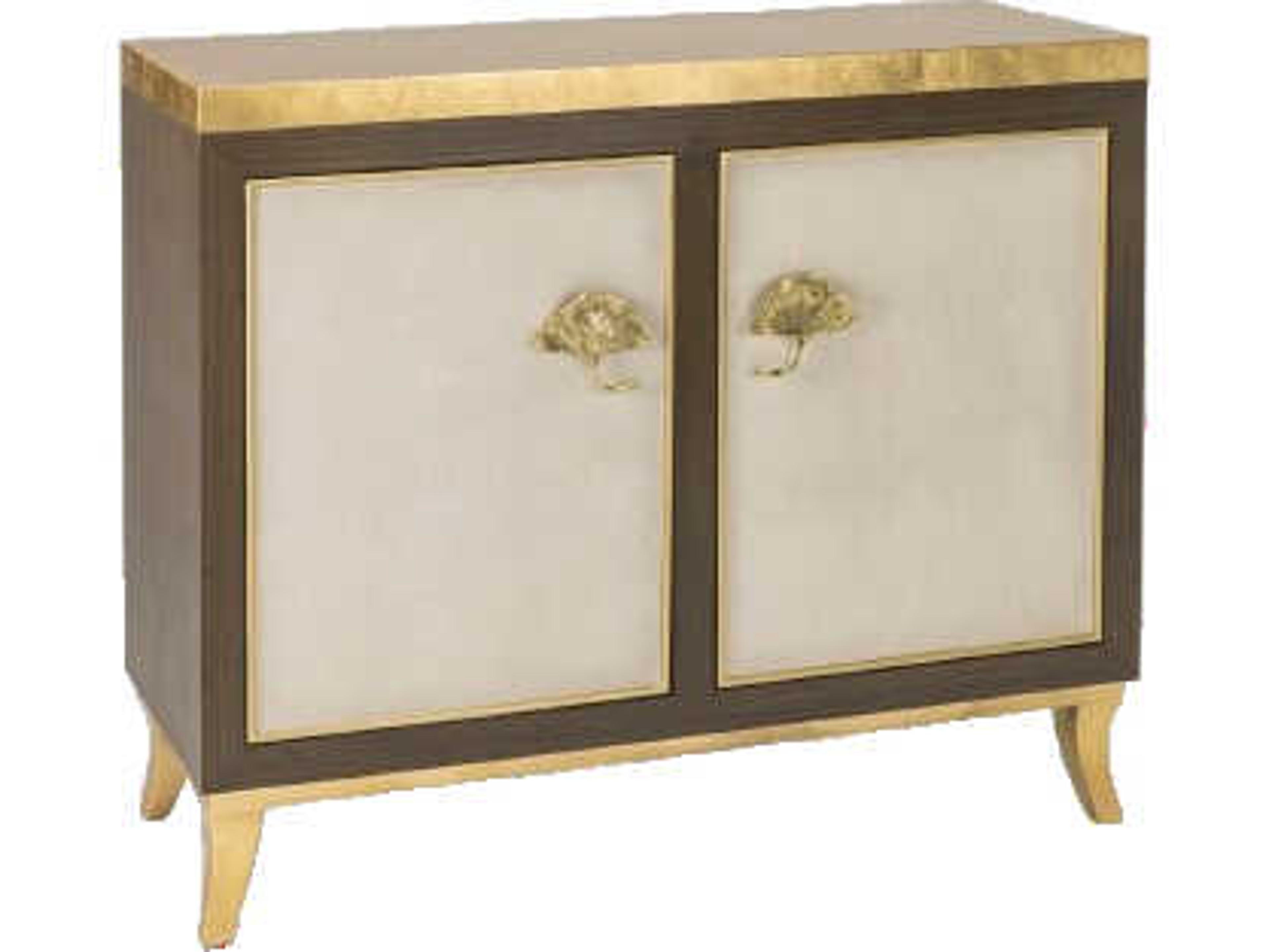 Artmax Aged Tarnished Goldleaf Beige Walnut Wood Accent Chest