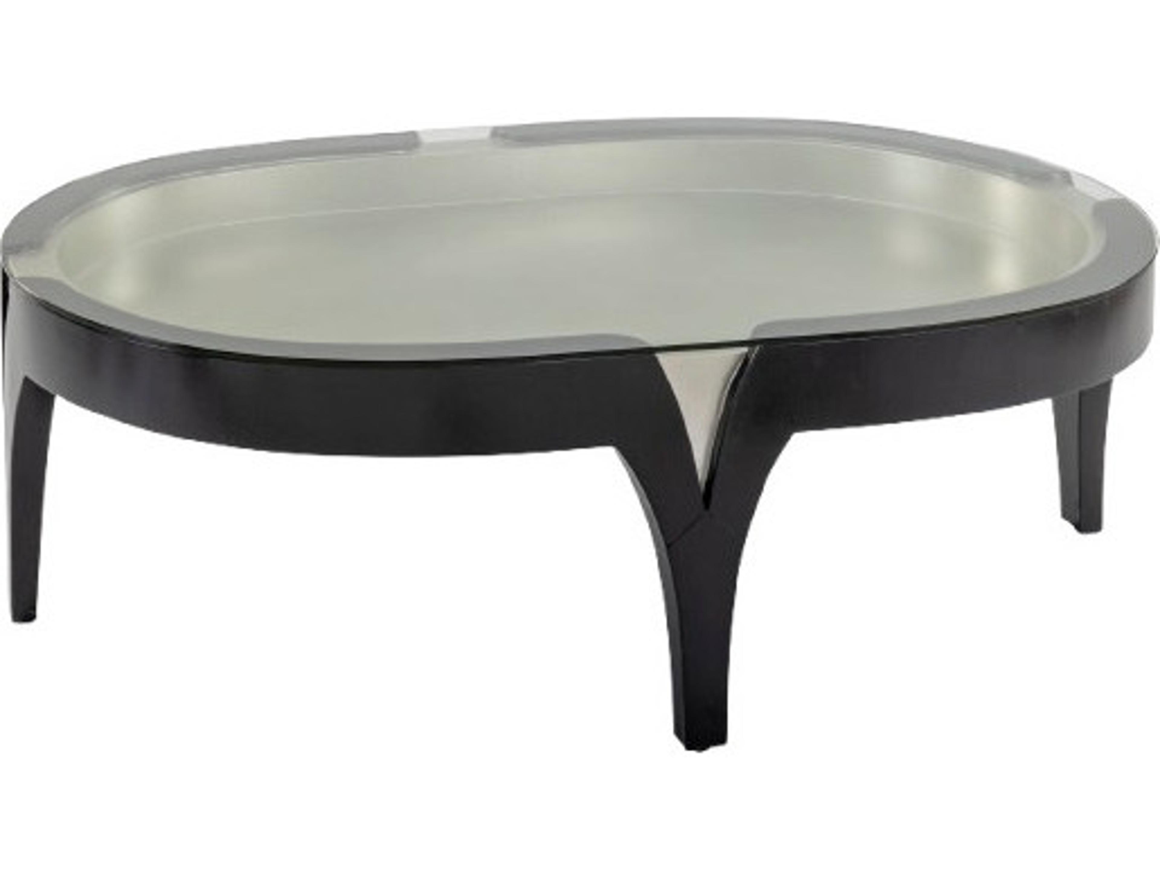 Artmax Oval Glass Black Silver Coffee Table