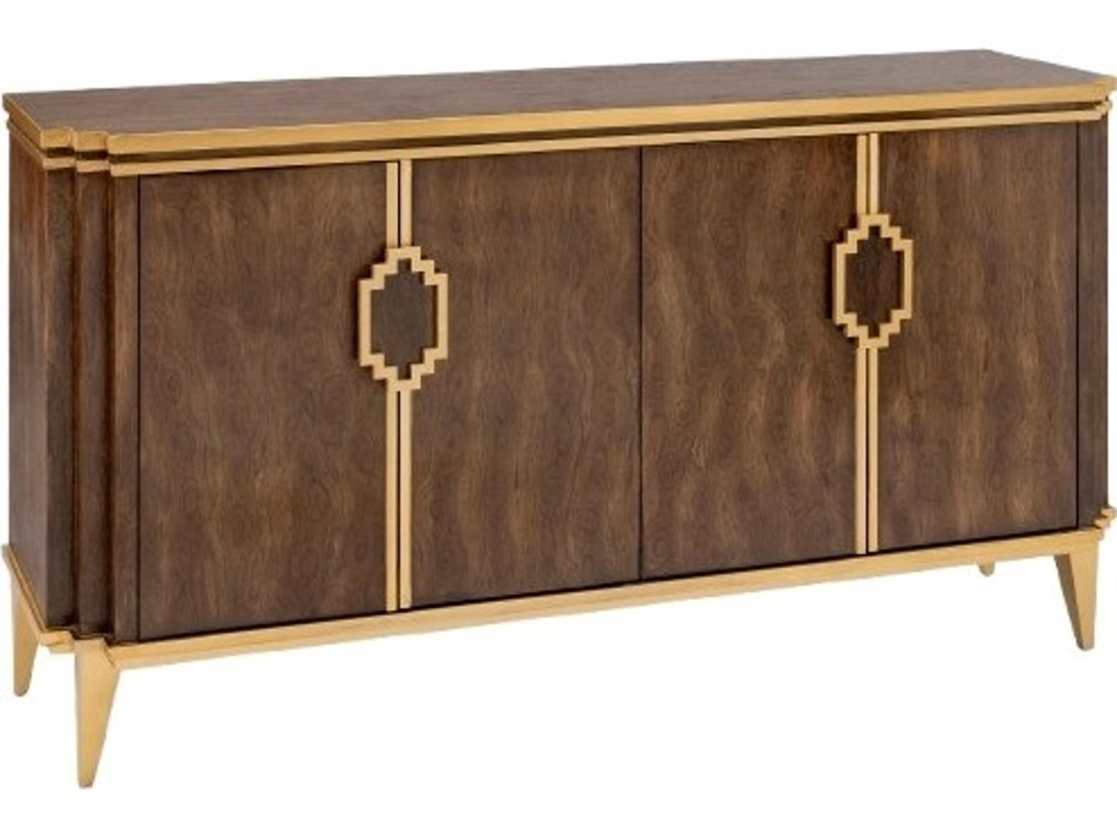 Artmax 68" Walnut Wood Bright Gold Sideboard