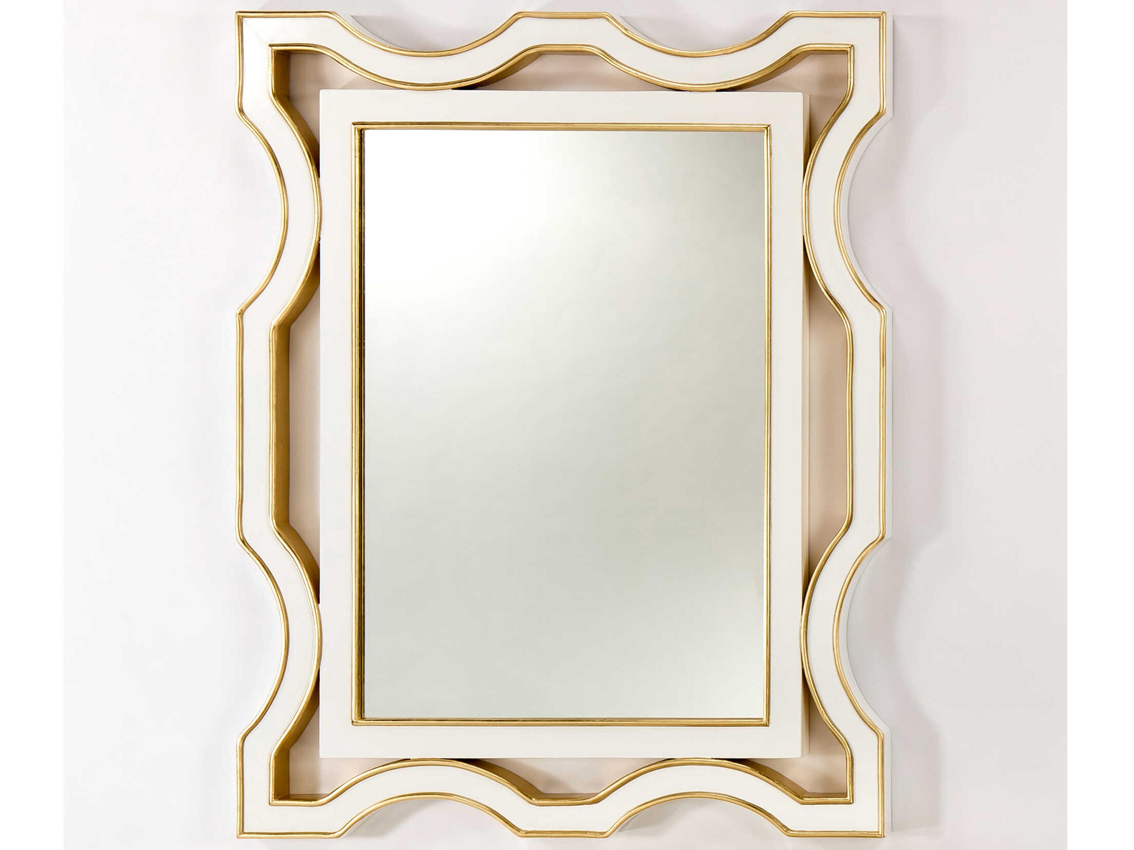 Artmax White Semi Gloss Bright Goldleaf Wall Mirror Rectangular