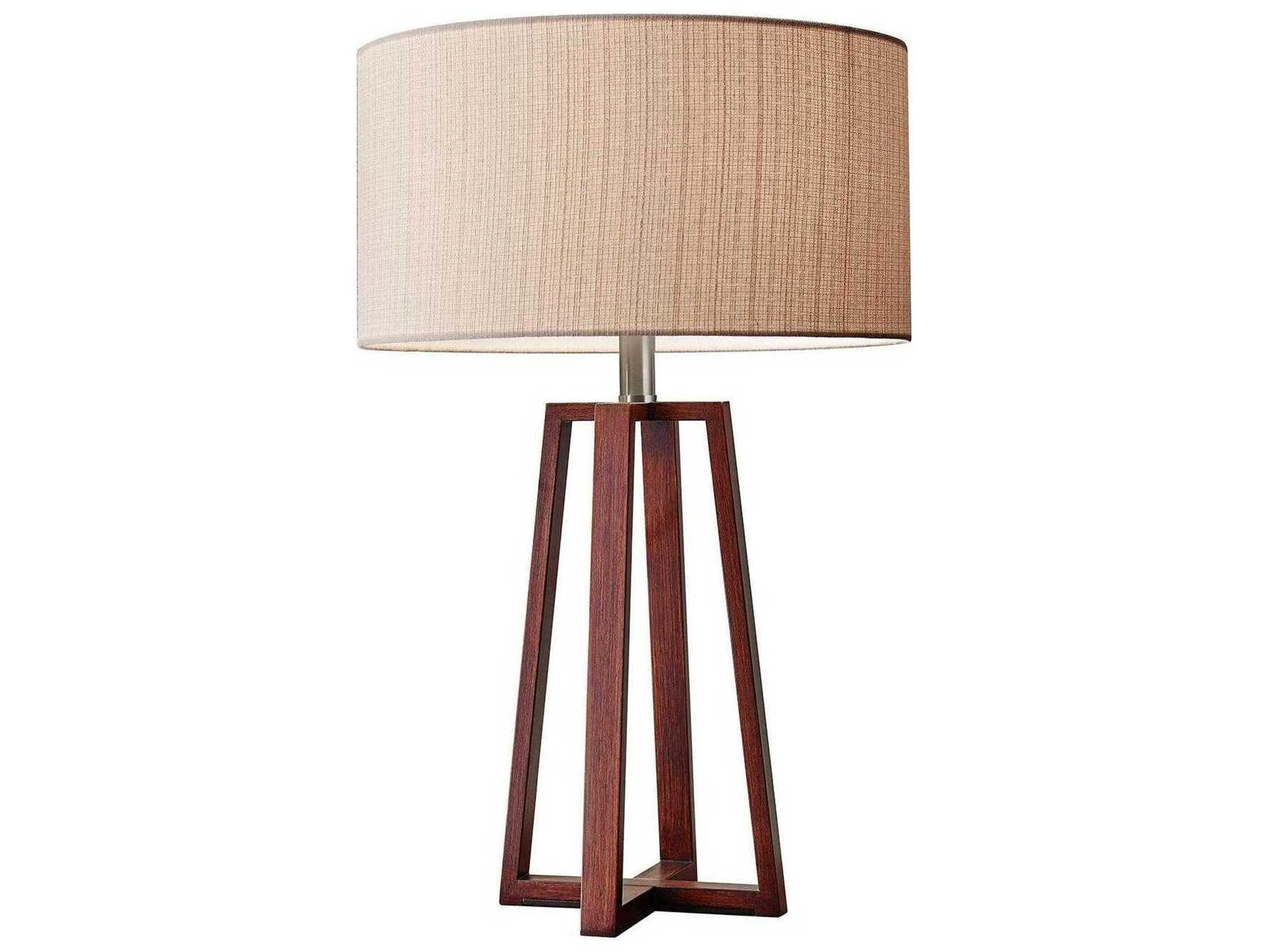 Adesso Quinn Walnut Birch Natural Fiber Linen Brown Table Lamp