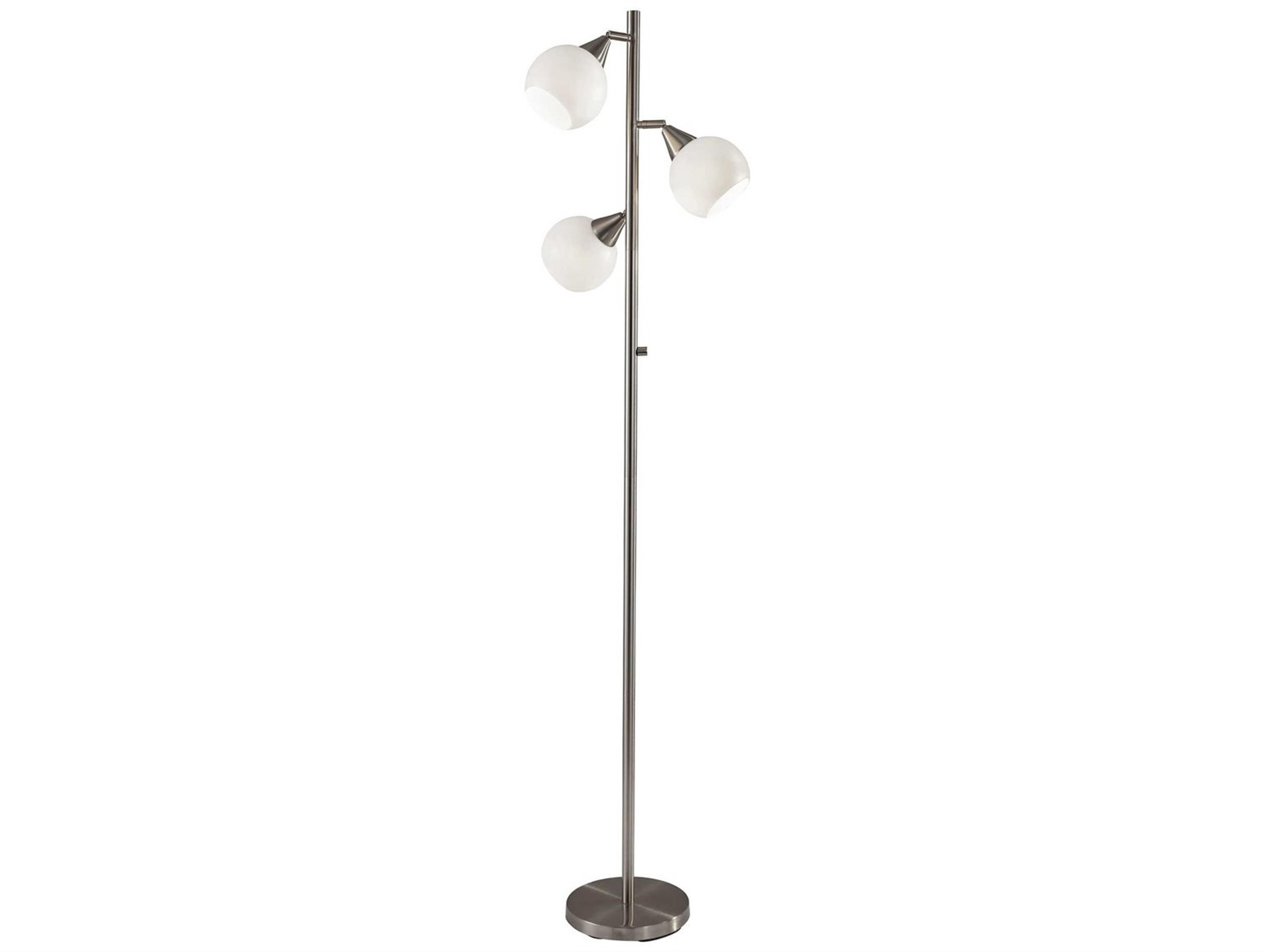 Adesso Phillip Brushed Steel White Plastic Floor Lamp