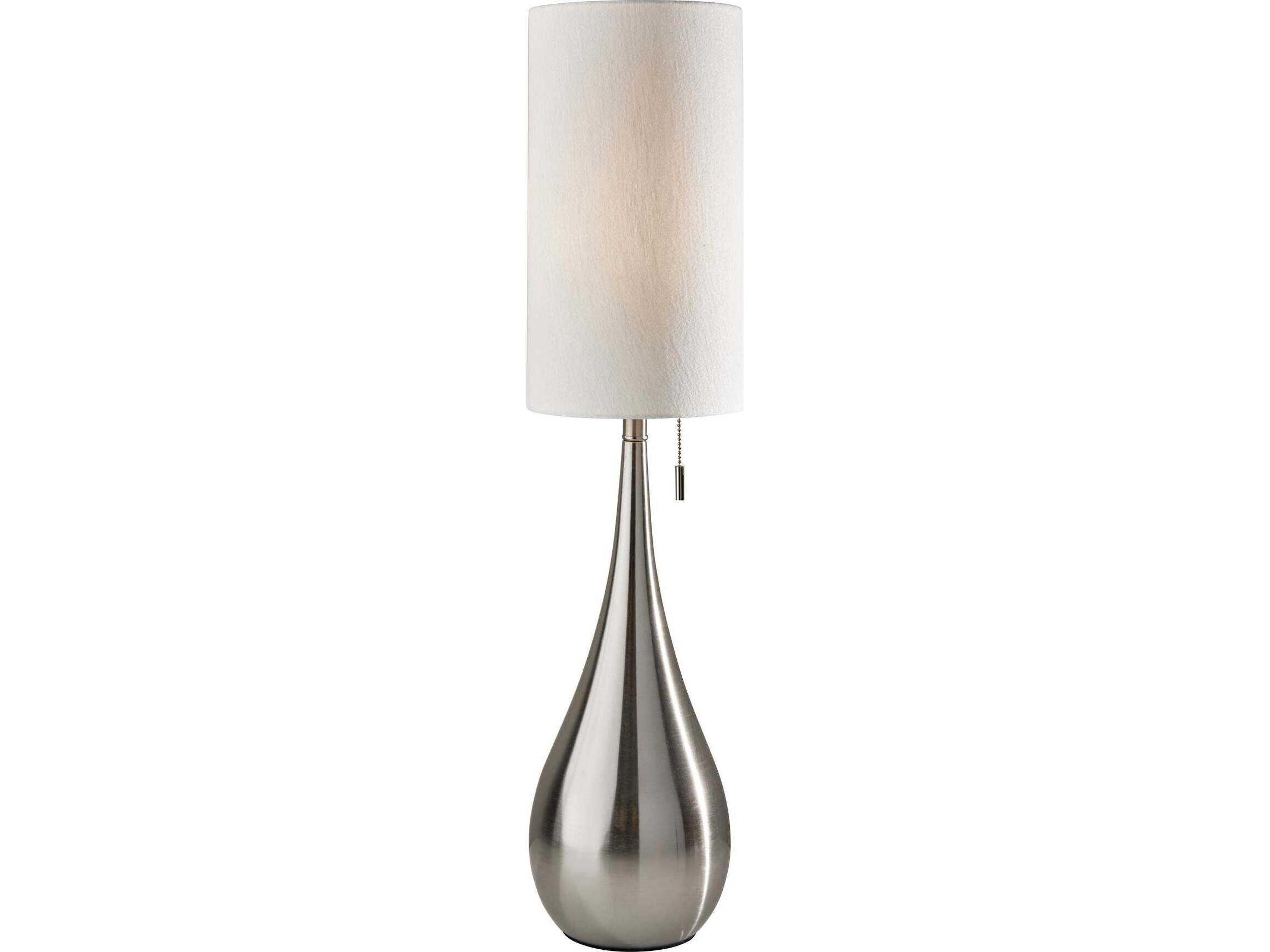 Adesso Christina Brushed Steel Textured White Fabric Silver Buffet Lamp