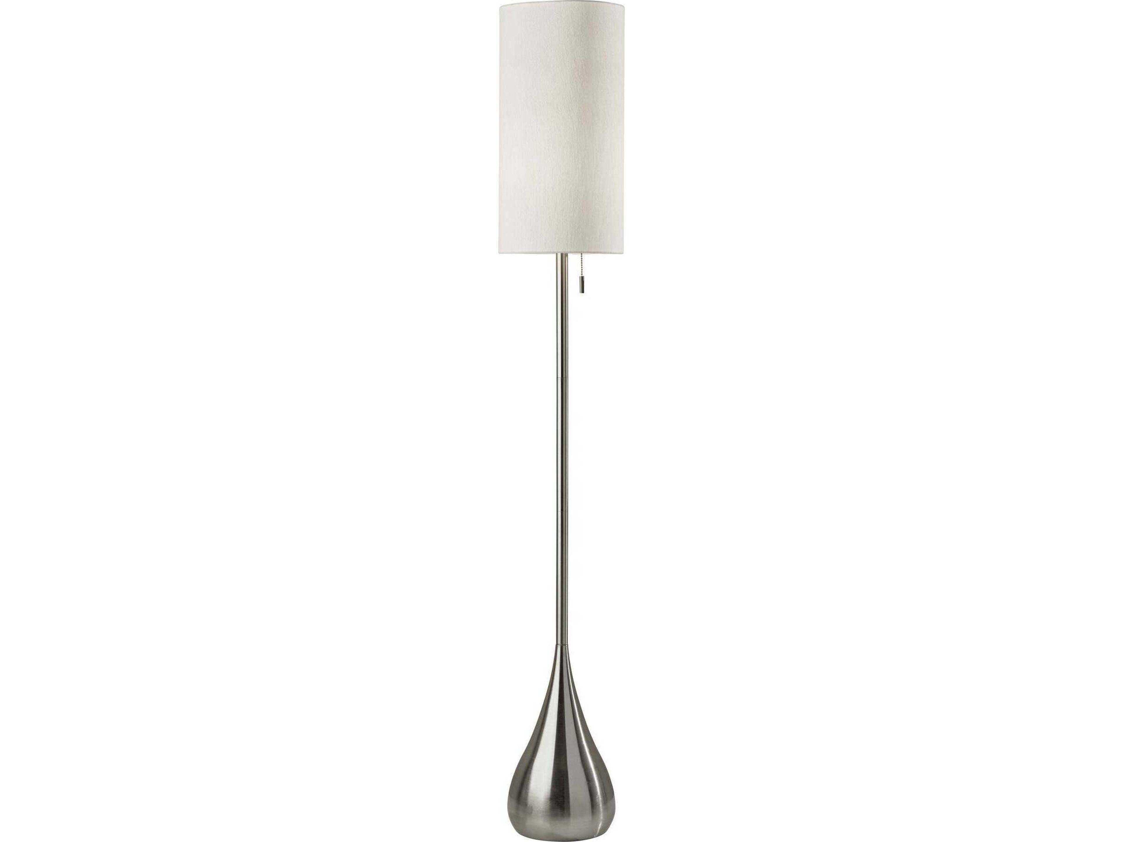 Adesso Christina Brushed Steel Textured White Fabric Floor Lamp