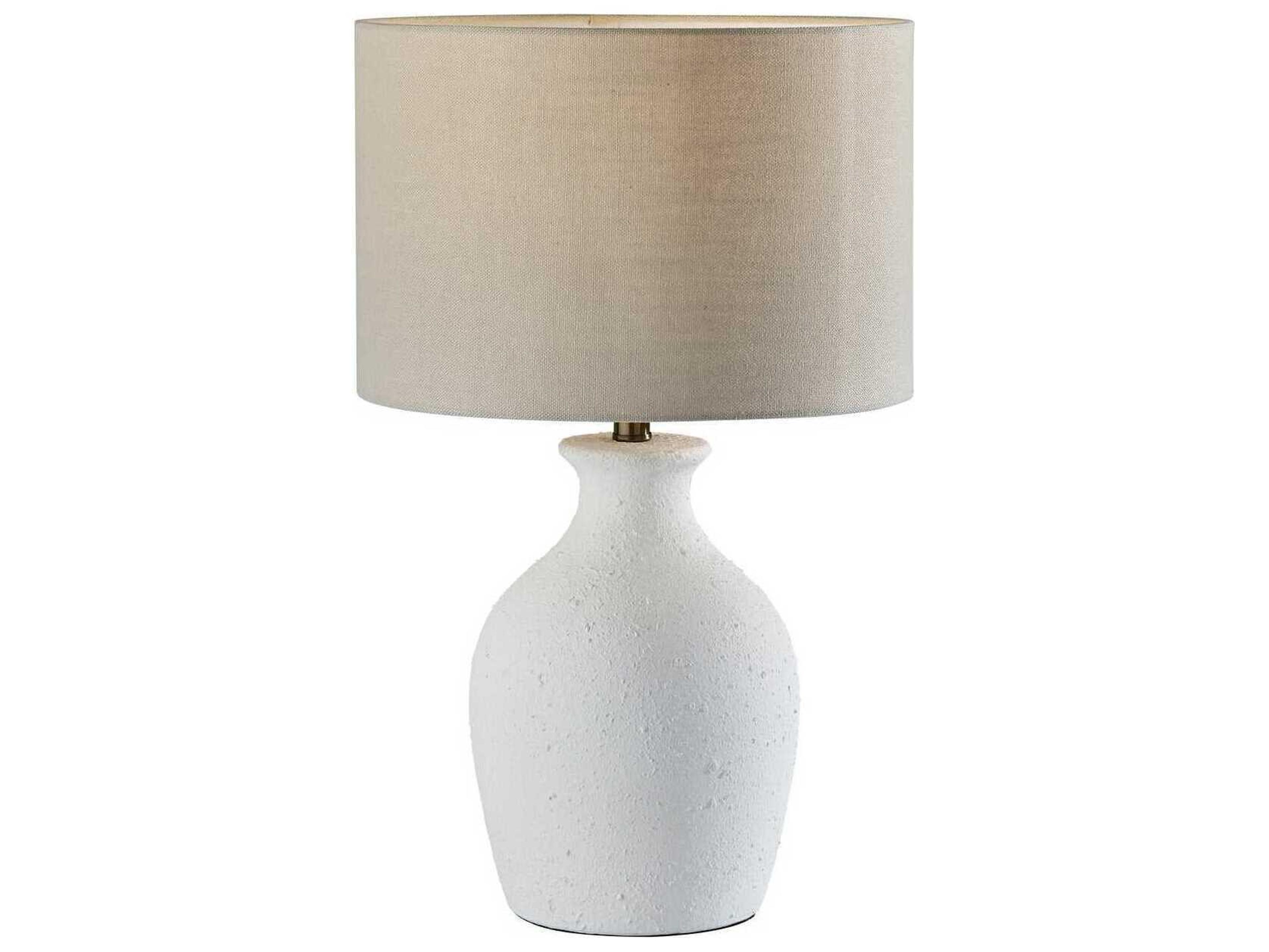 Adesso Margot White Textured Light Beige Fabric Buffet Lamp