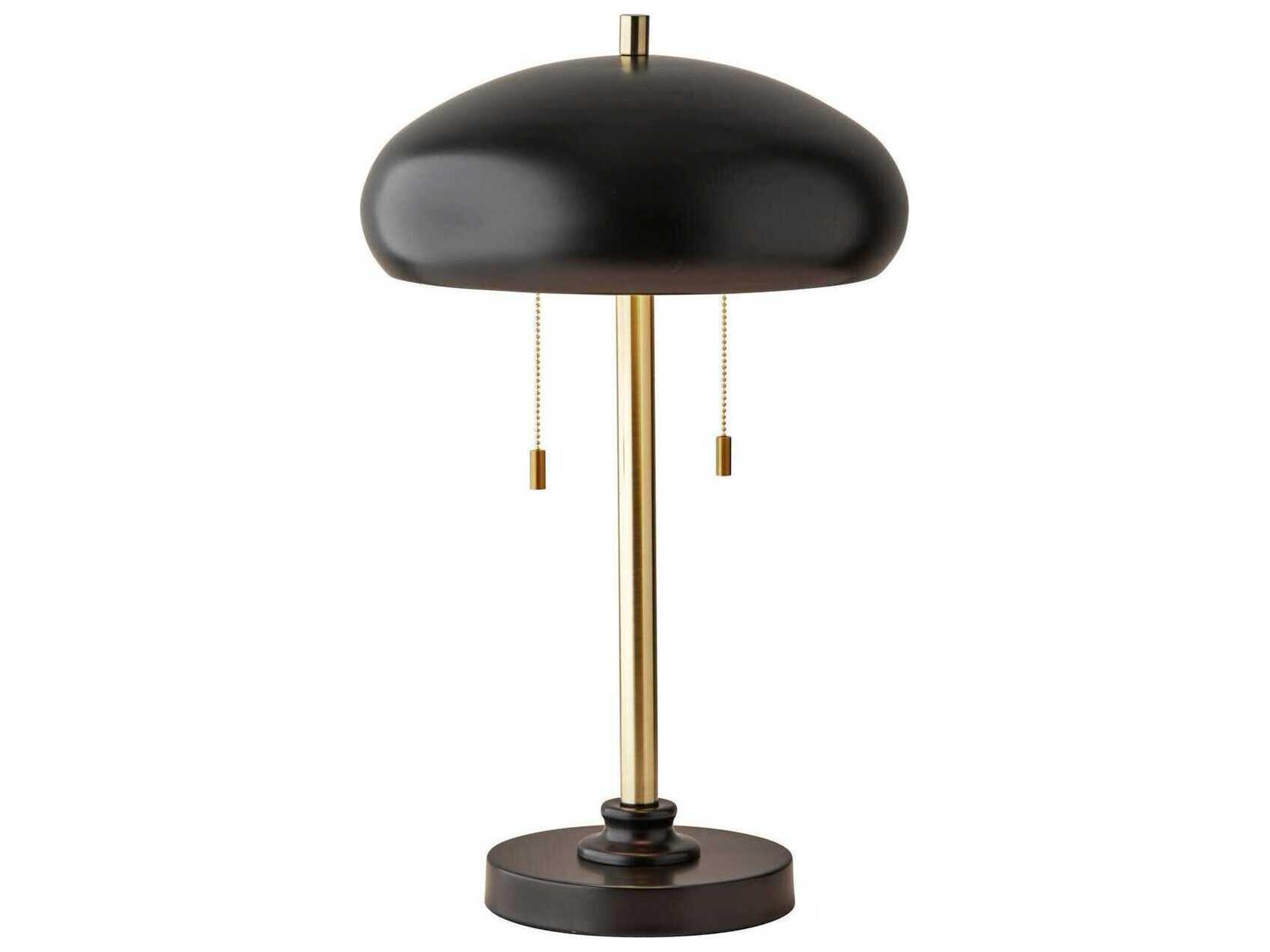 Adesso Cap Black Antique Brass Metal Table Lamp