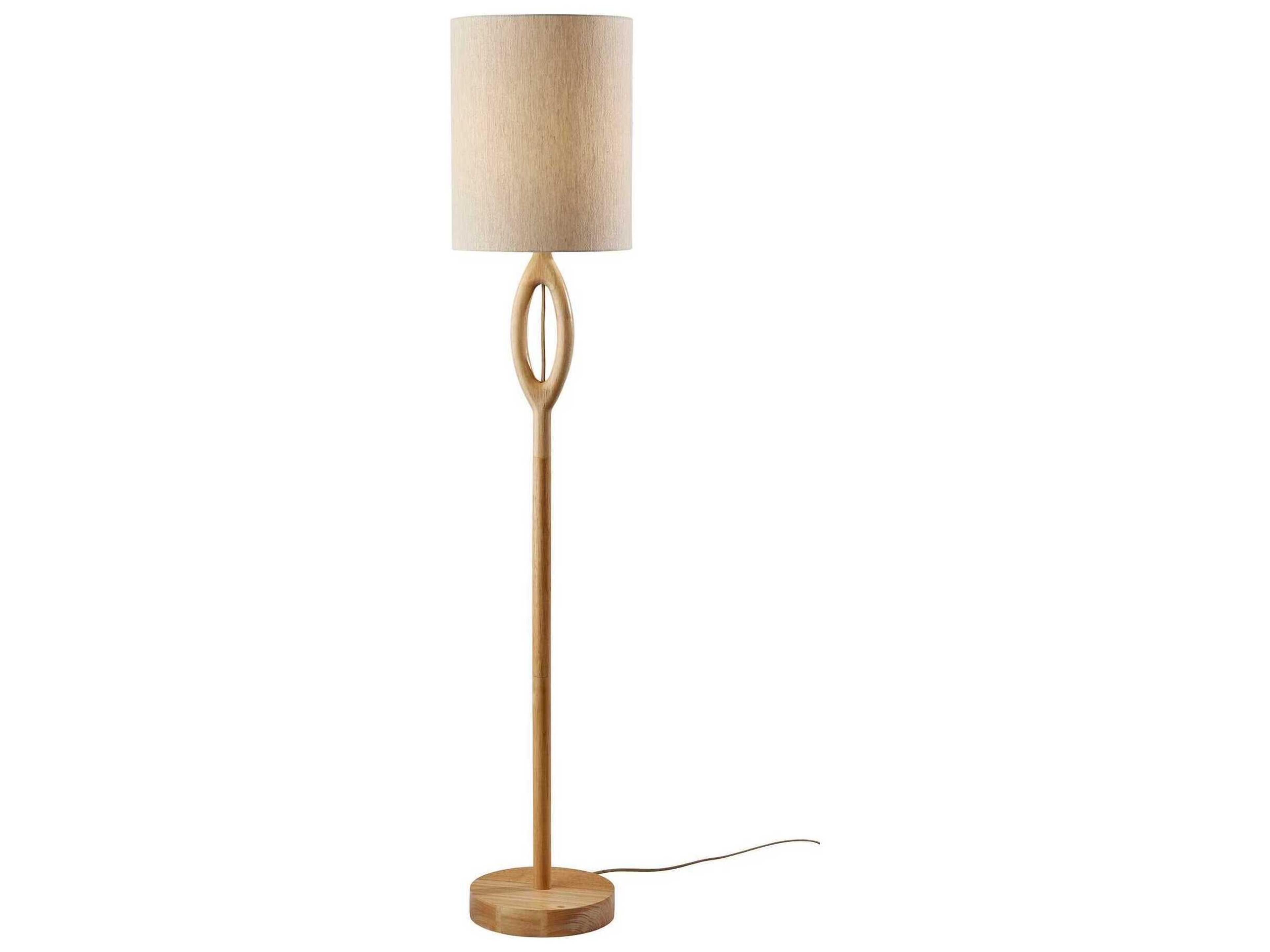 Adesso Mayfair Beige Light Textured Fabric Brown Floor Lamp