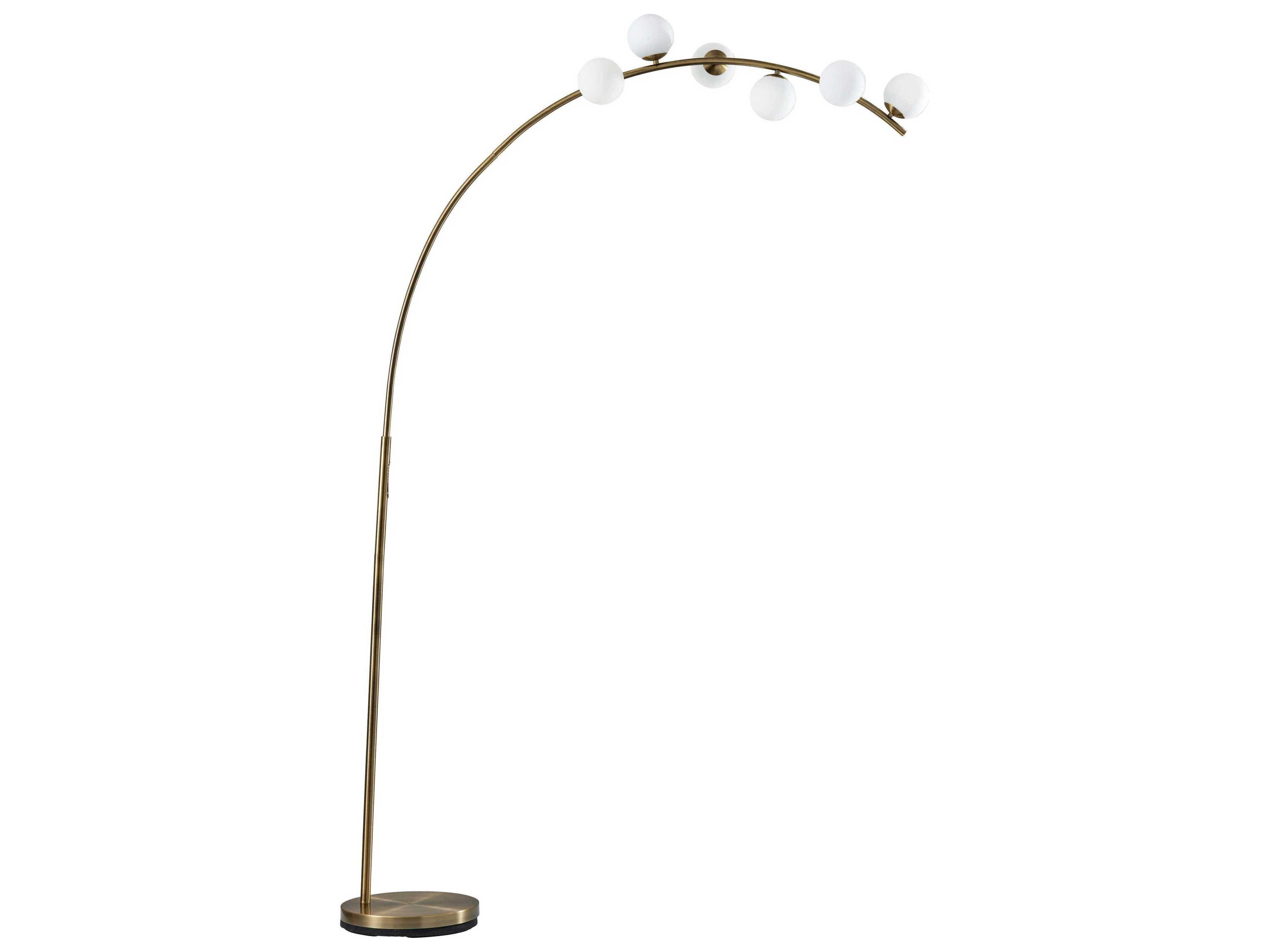 Adesso Ronan Antique Brass Matte White Opal Glass Floor Lamp