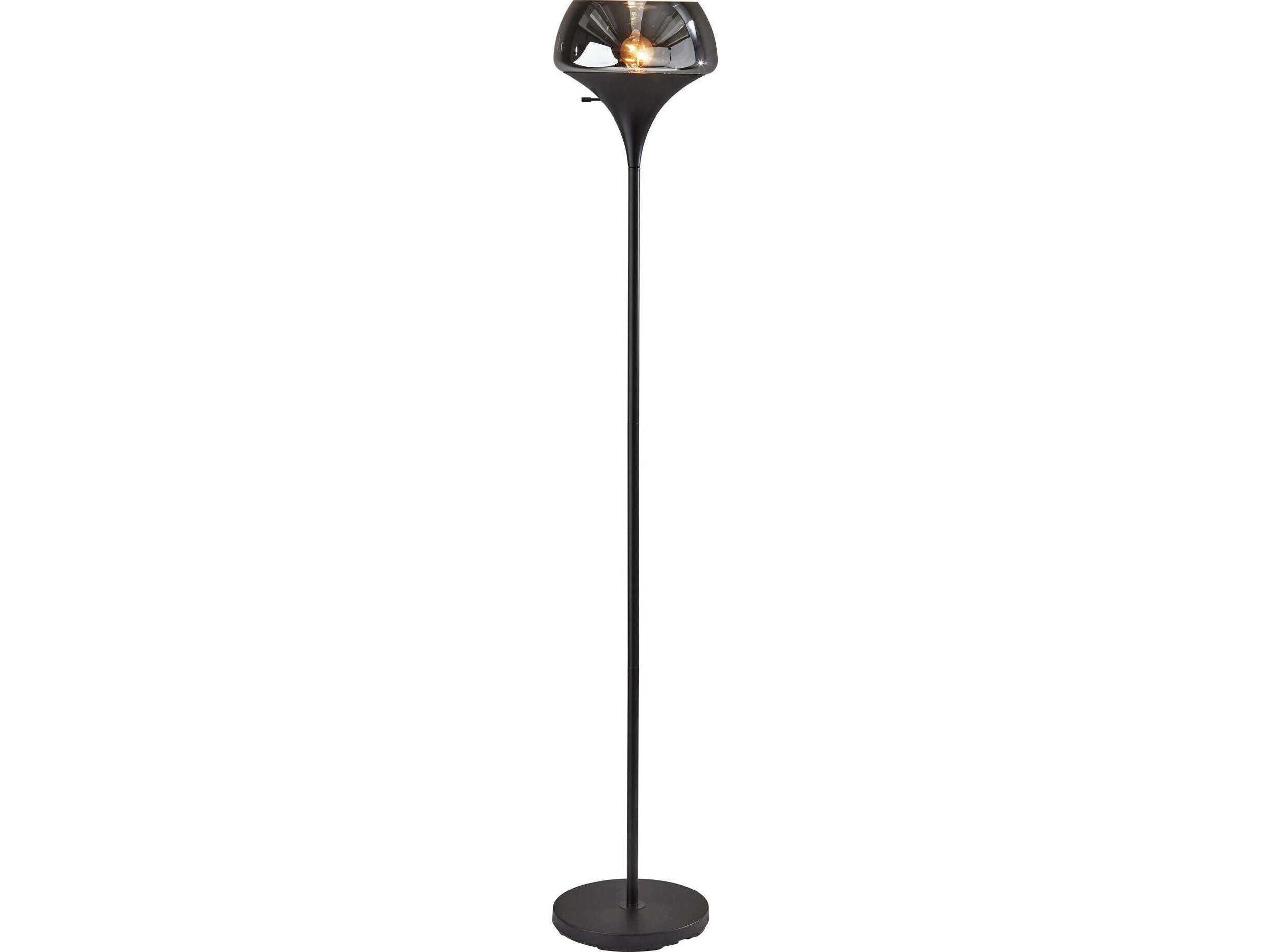 Adesso Eliza Black Smoked Glass Floor Lamp