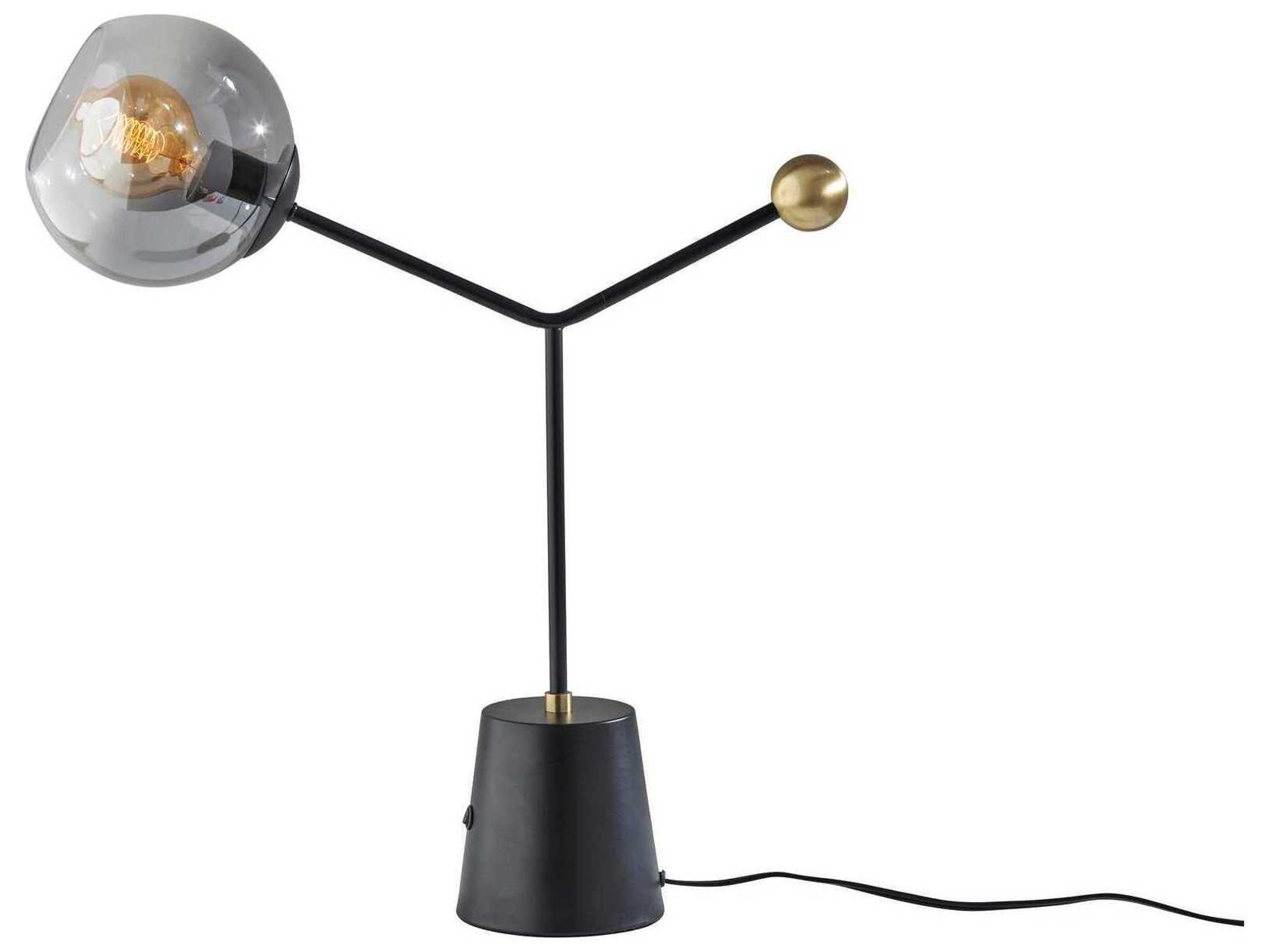 Adesso Dusk Black Fading Smoked Glass Table Lamp