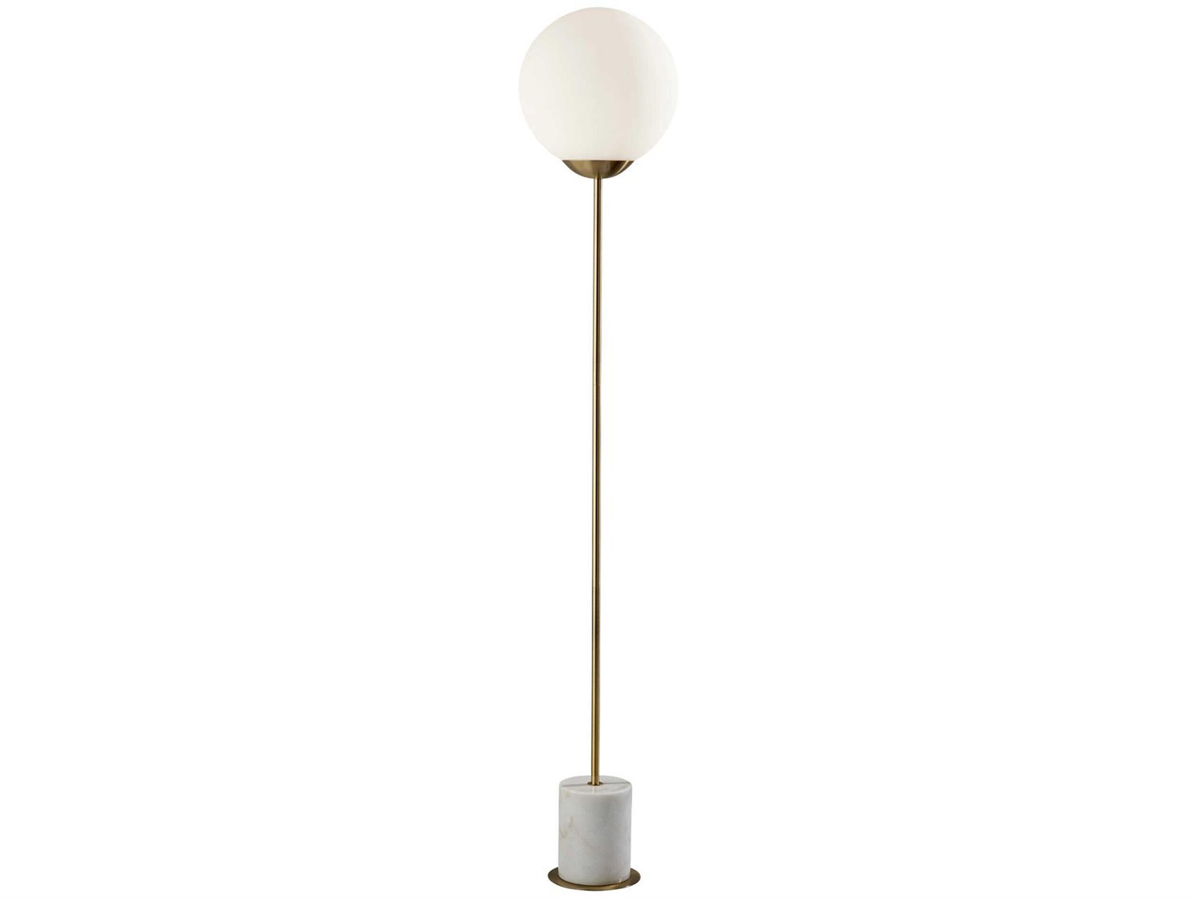 Adesso Terra Antique Brass White Matte Glass Floor Lamp
