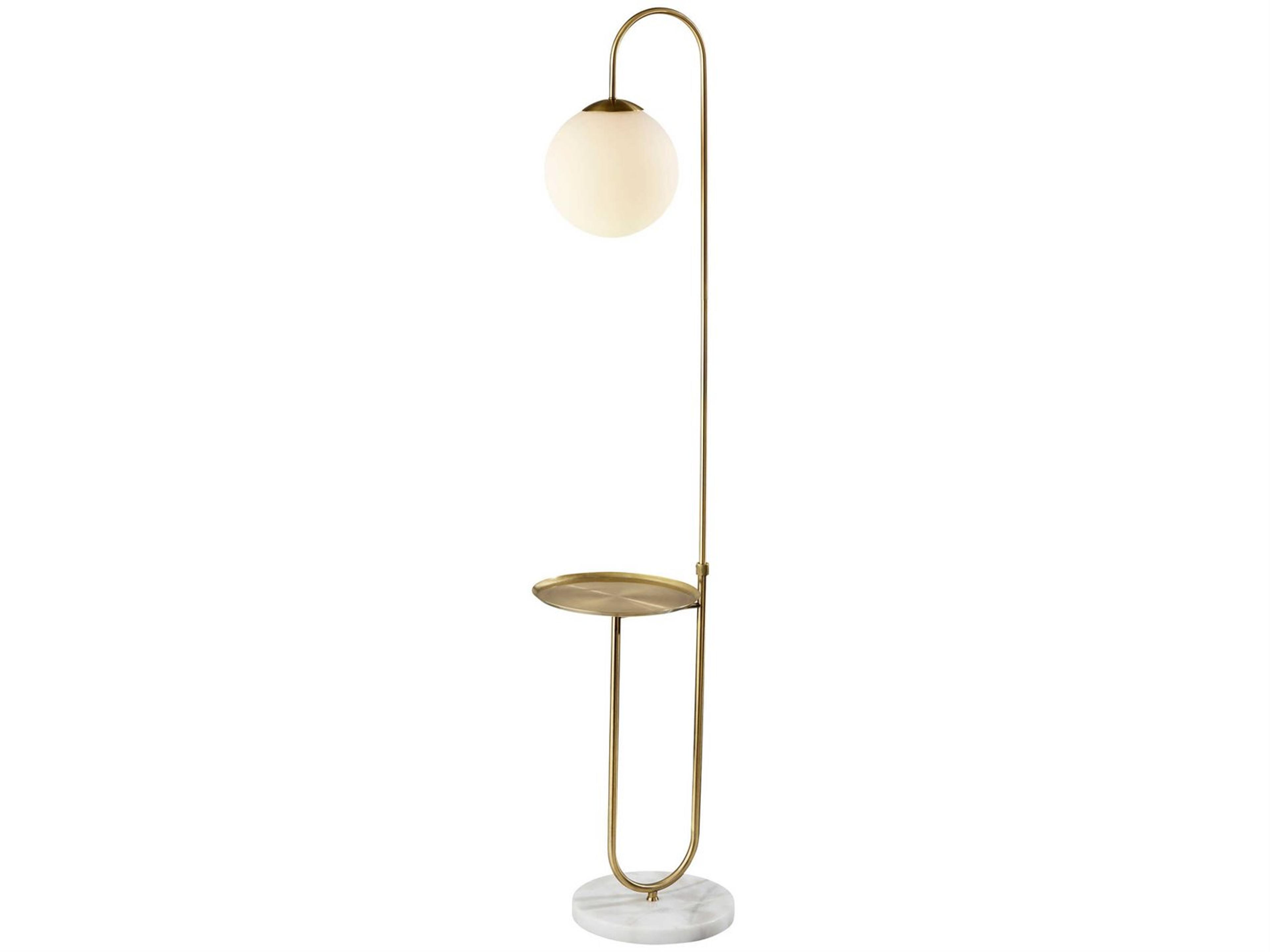 Adesso Terra Antique Brass White Matte Glass Floor Lamp