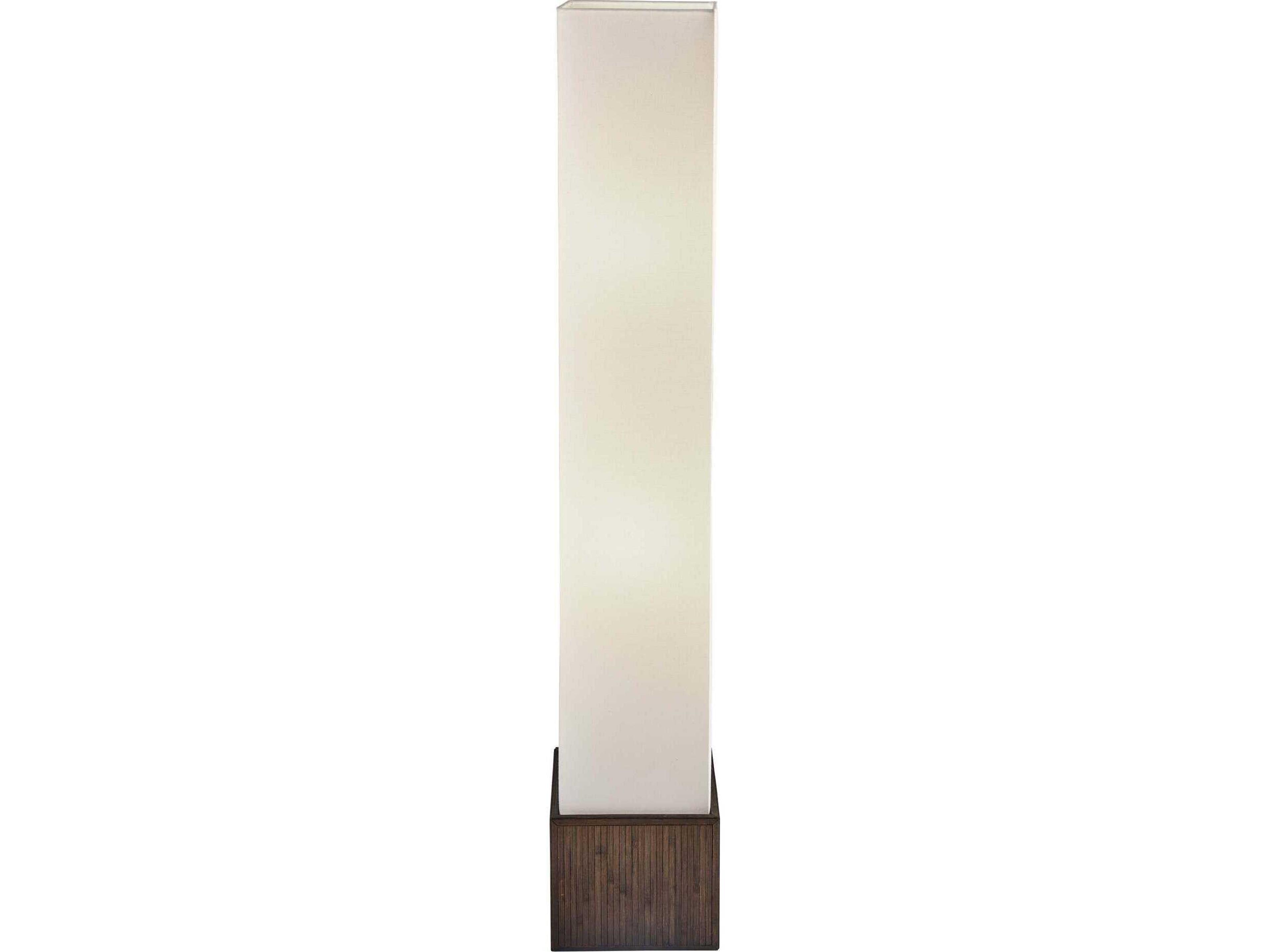 Adesso Sebu Teak Brown Bamboo White Linen Floor Lamp