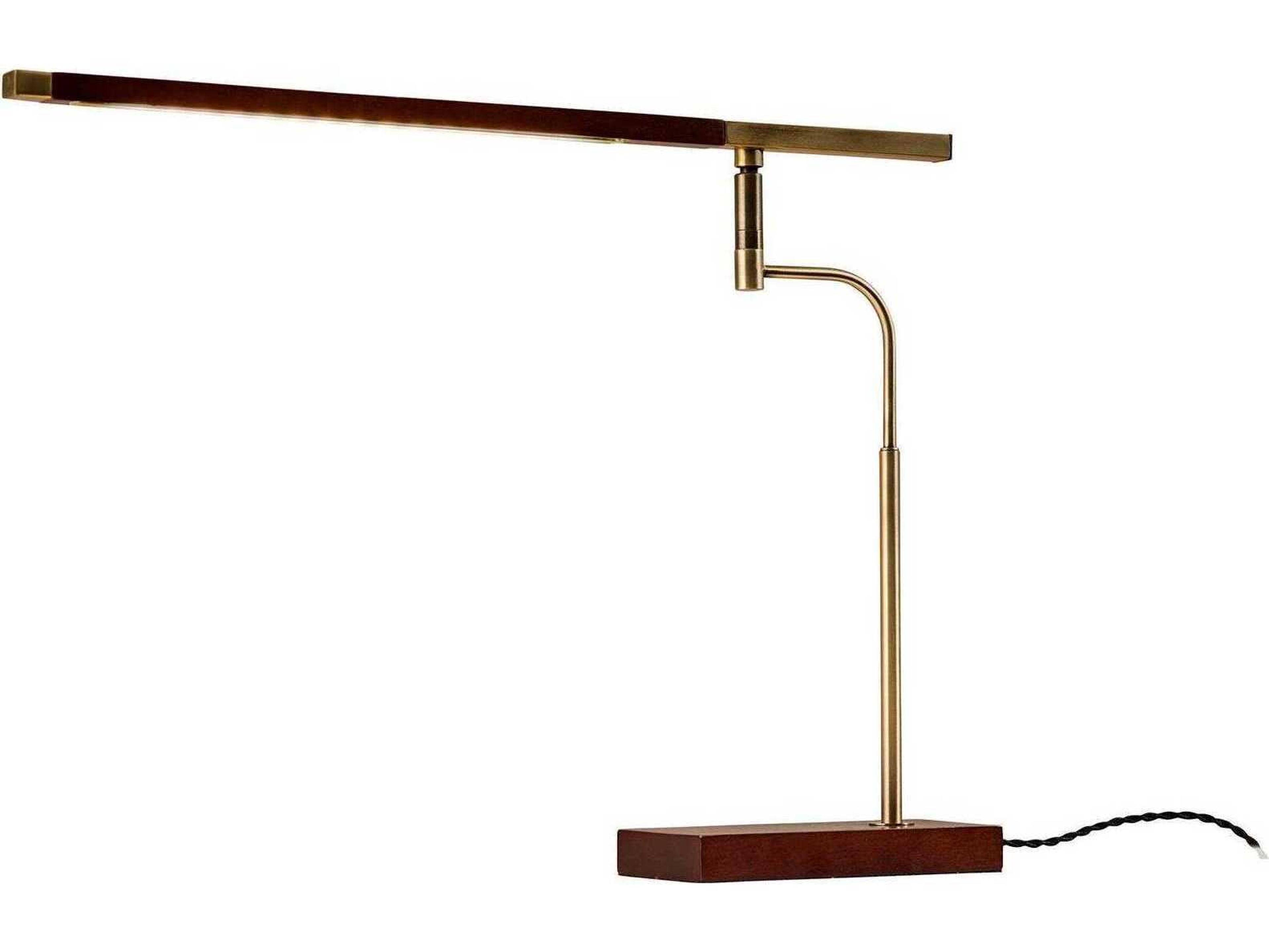 Adesso Barrett Walnut Antique Brass Wood Desk Lamp