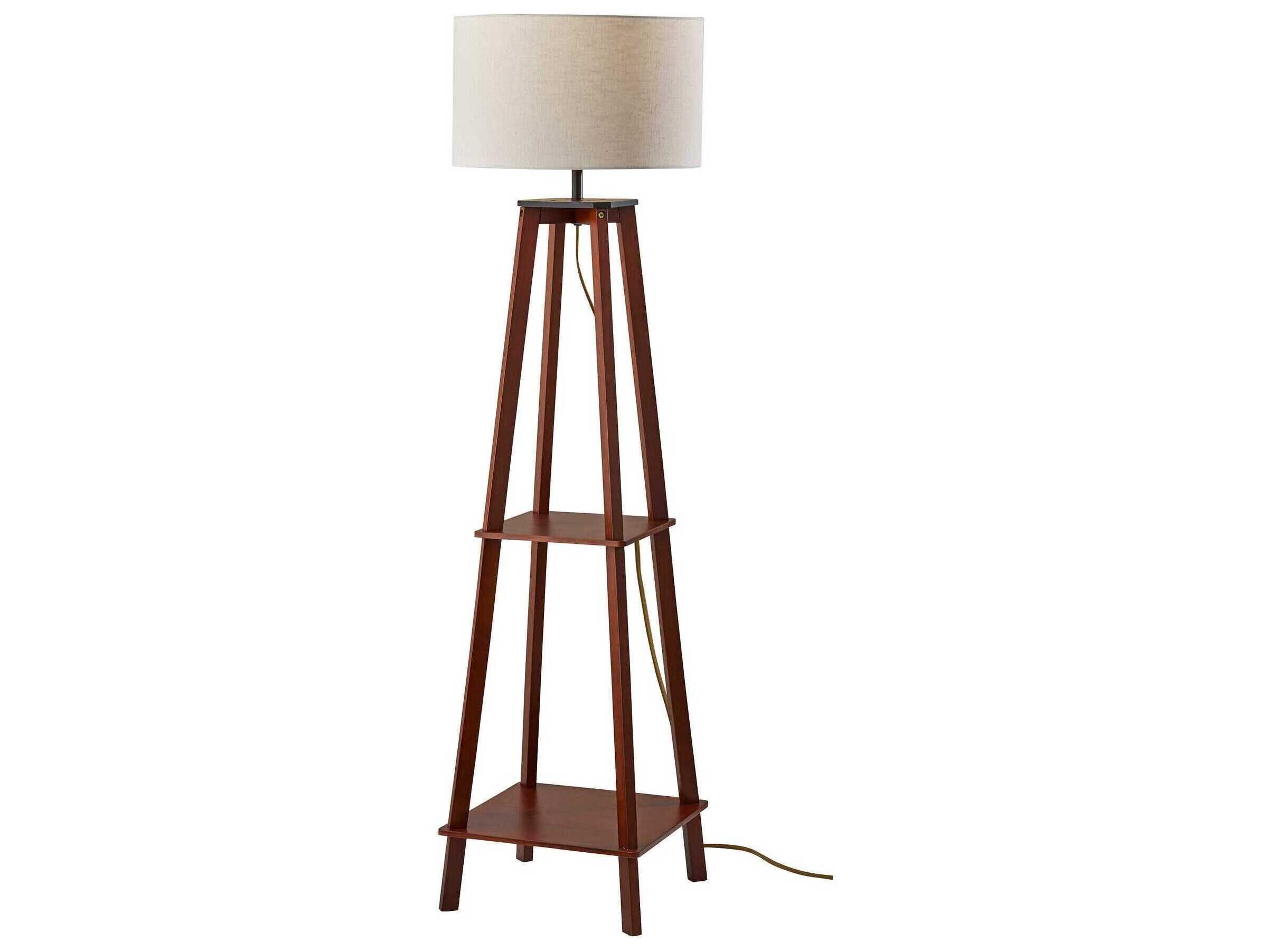 Adesso Kirby Walnut Cream Textured Fabric Brown Floor Lamp
