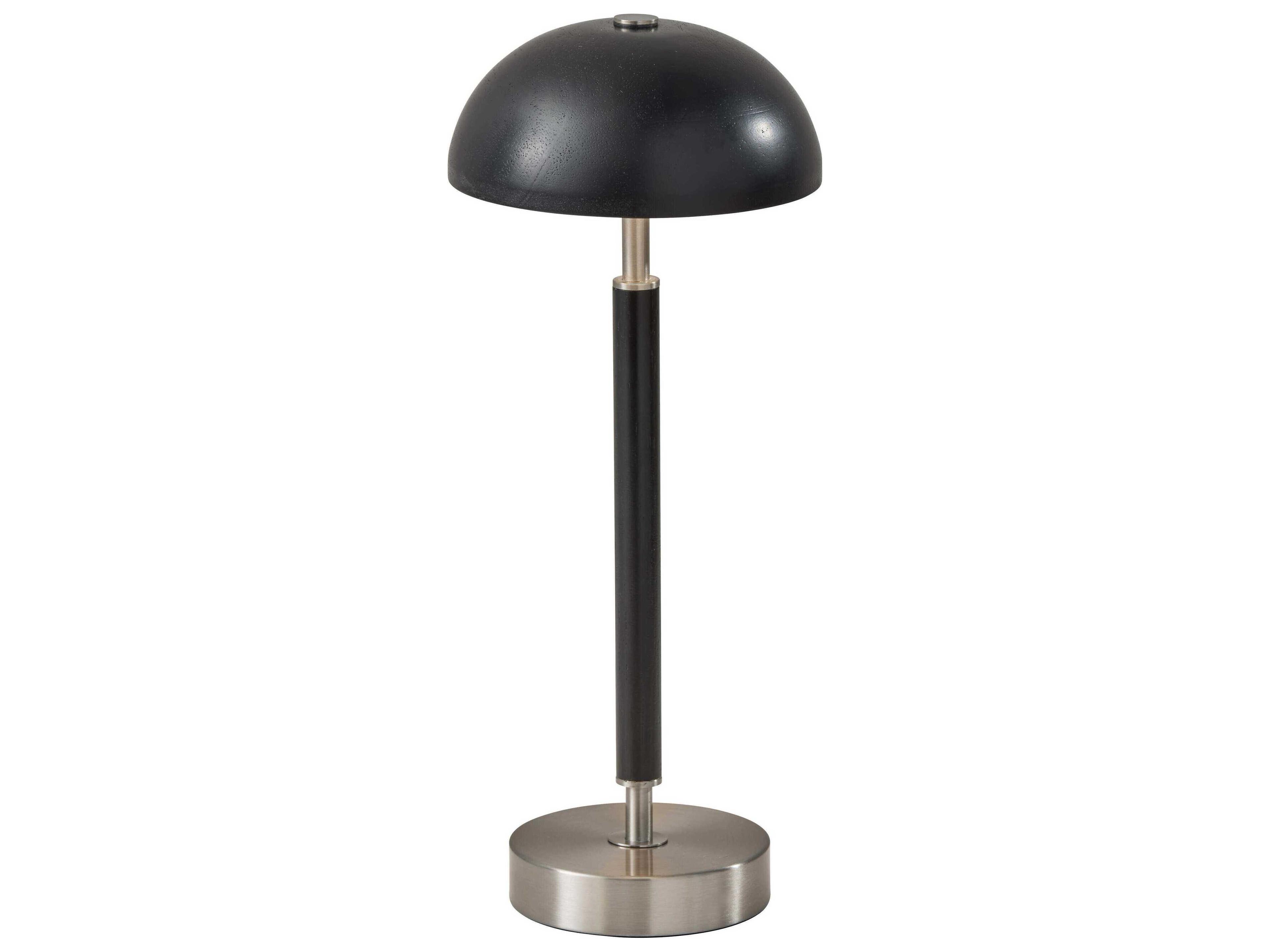 Adesso Ronny Black Brushed Steel Wood With Frosted Diffuser Table Lamp