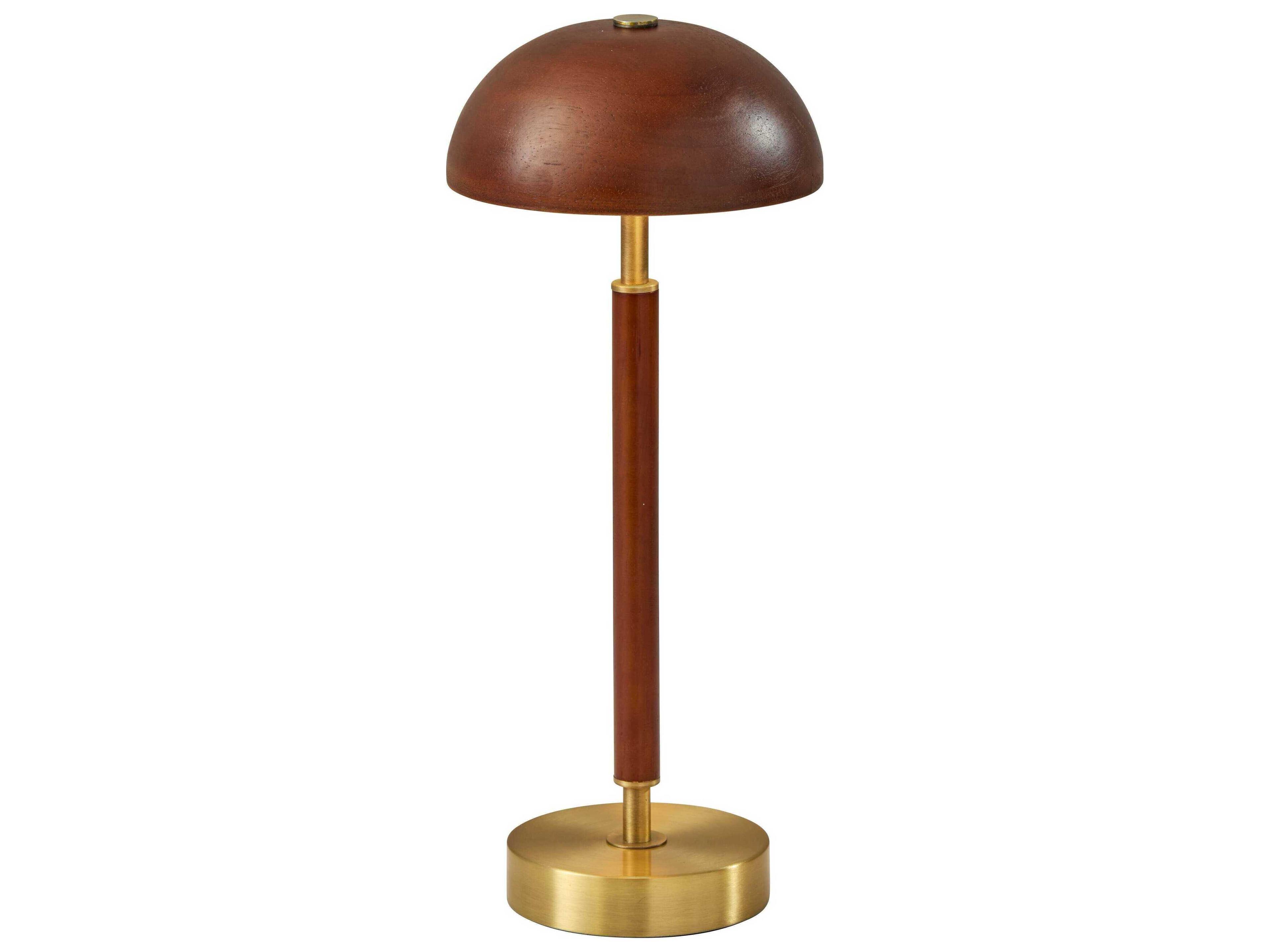 Adesso Ronny Walnut Wood With Frosted Diffuser Brown Table Lamp