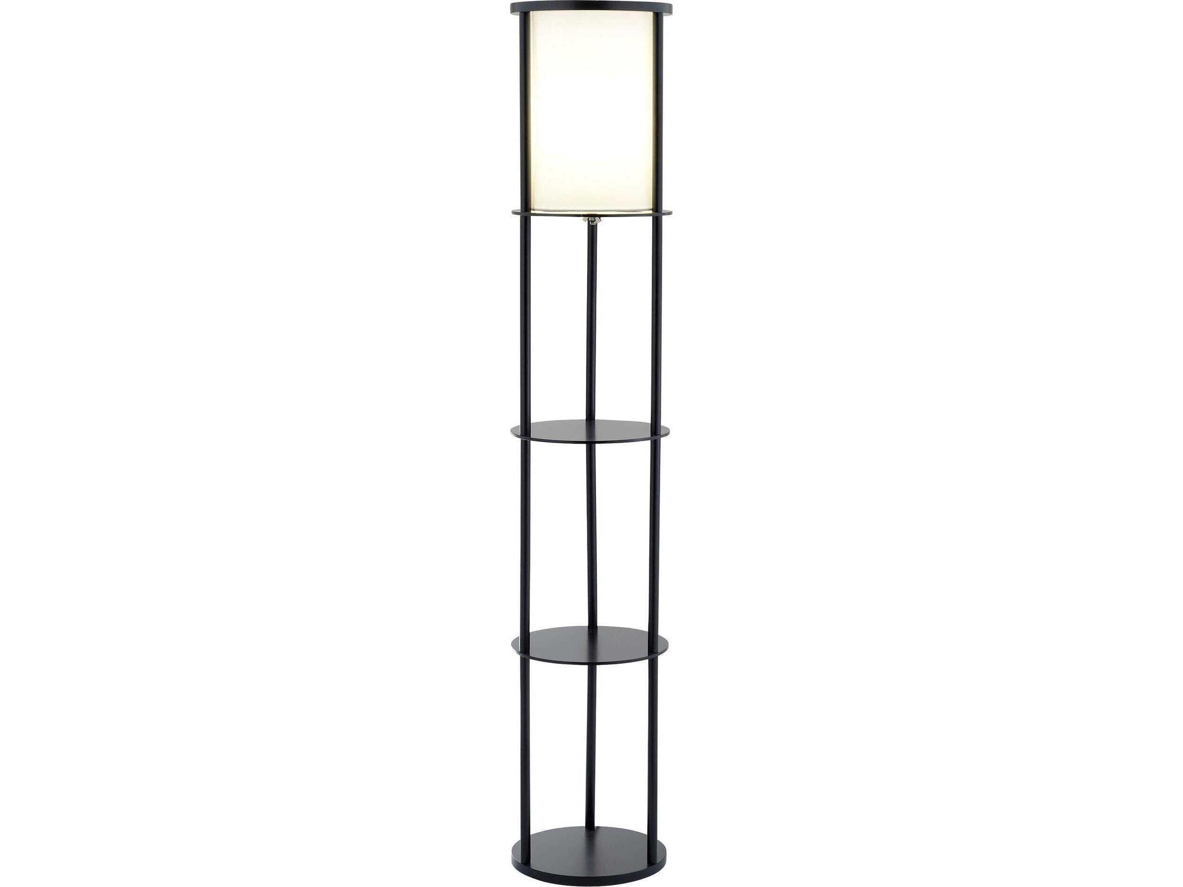 Adesso Stewart Black White Textured Fabric Floor Lamp