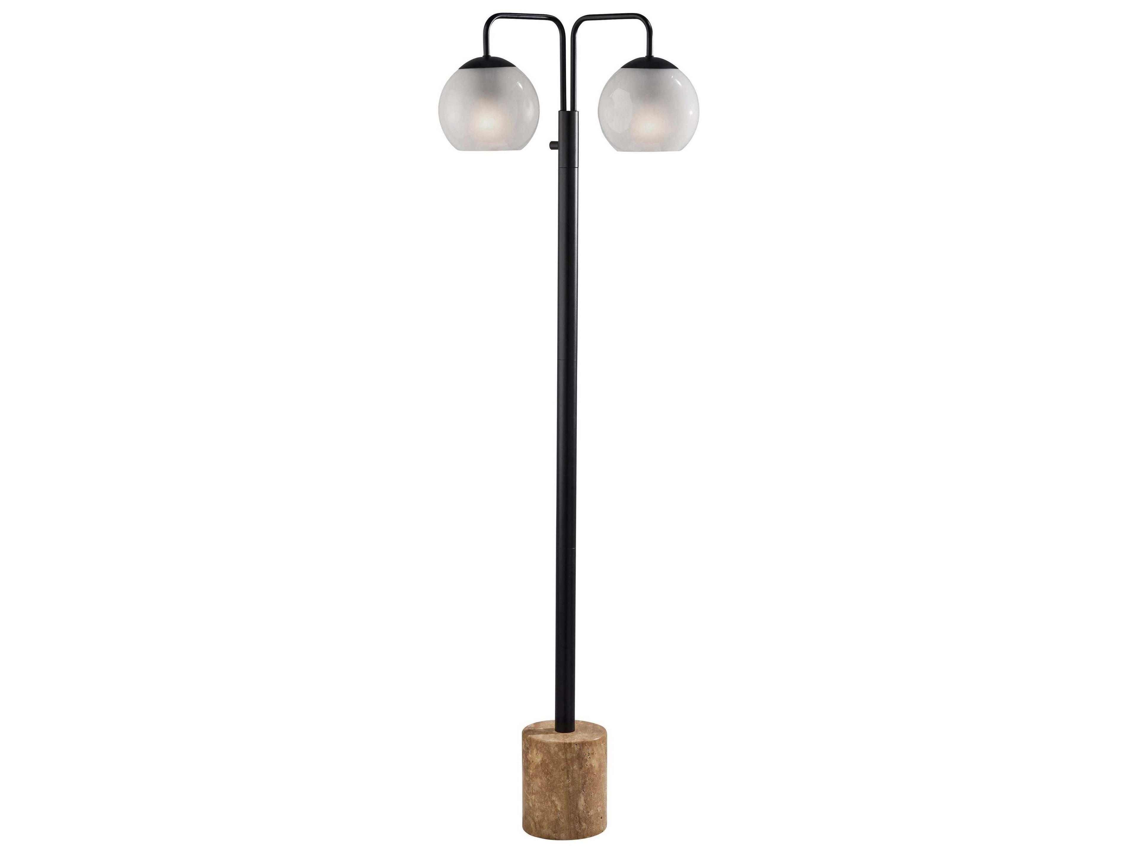 Adesso Stockton Black White Glosted Glass Floor Lamp