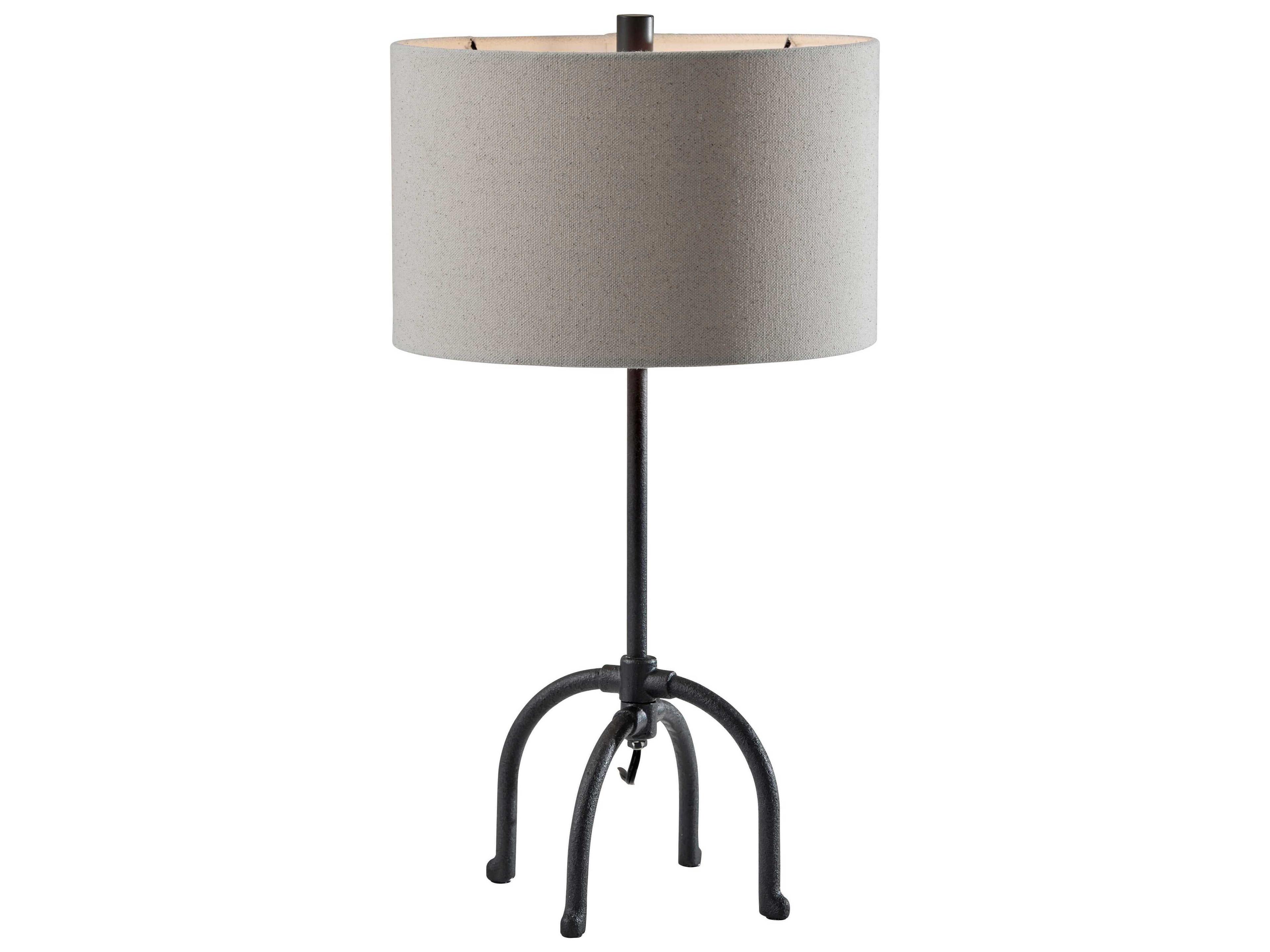 Adesso Silos Black Beige Textured Fabric Buffet Lamp