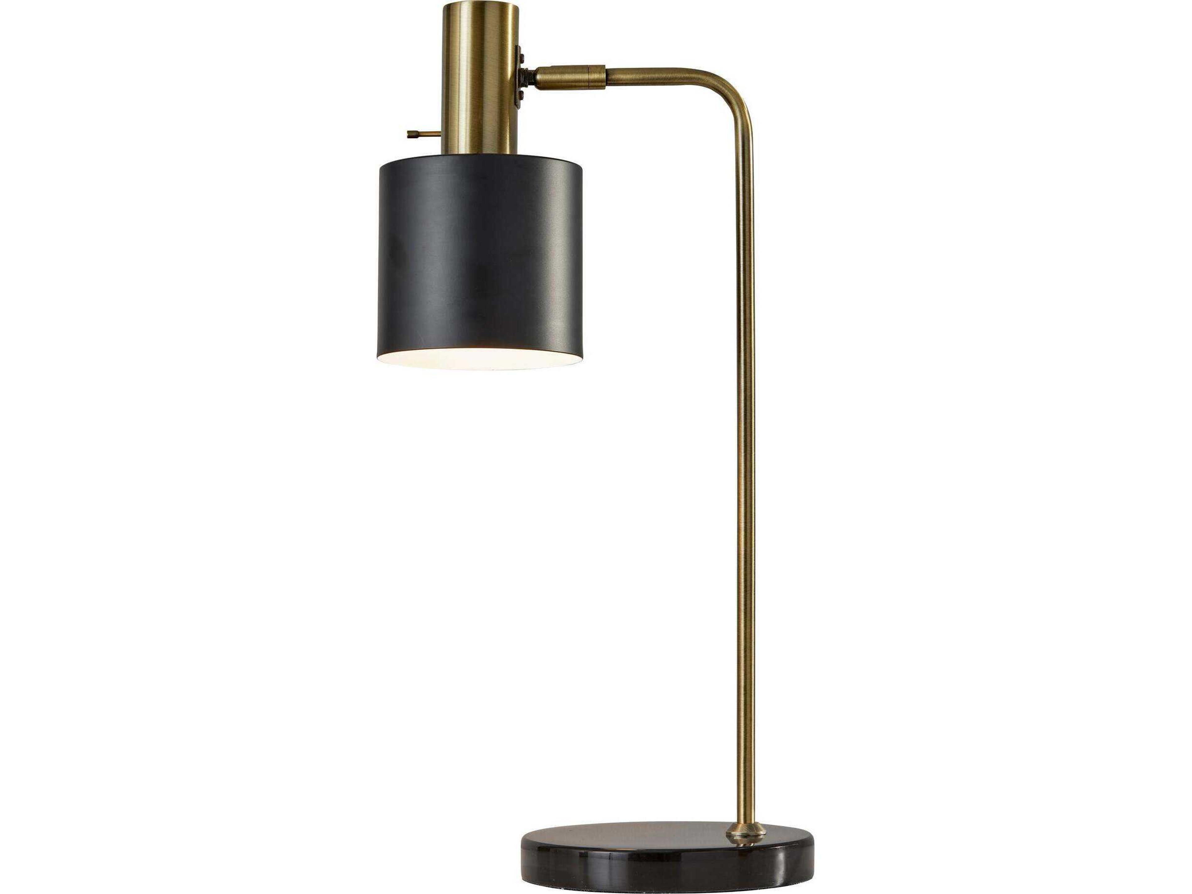 Adesso Emmett Antique Brass Black Painted Metal Desk Lamp