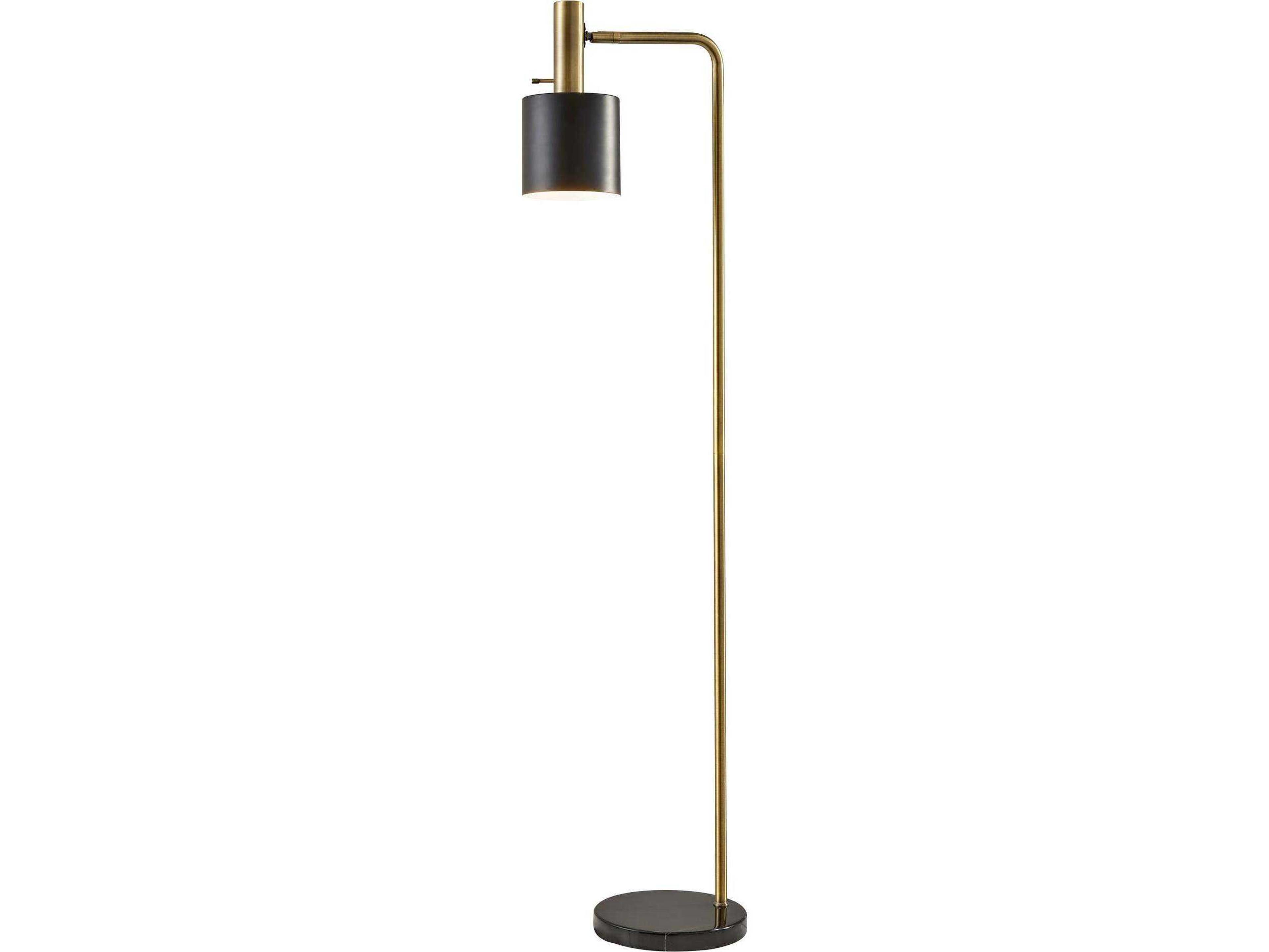 Adesso Emmett Antique Brass Black Painted Metal Floor Lamp