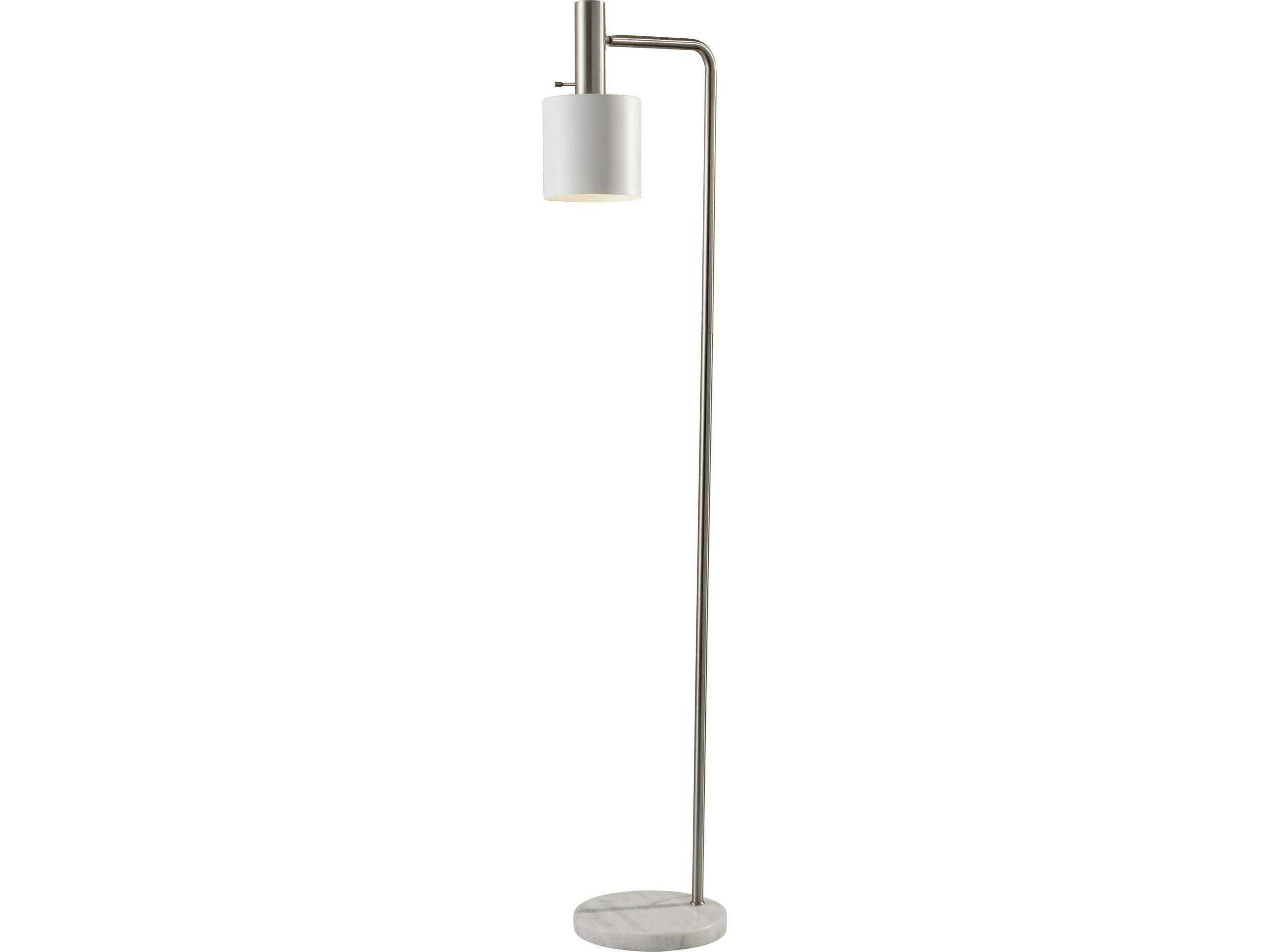 Adesso Emmett Brushed Steel White Painted Metal Floor Lamp