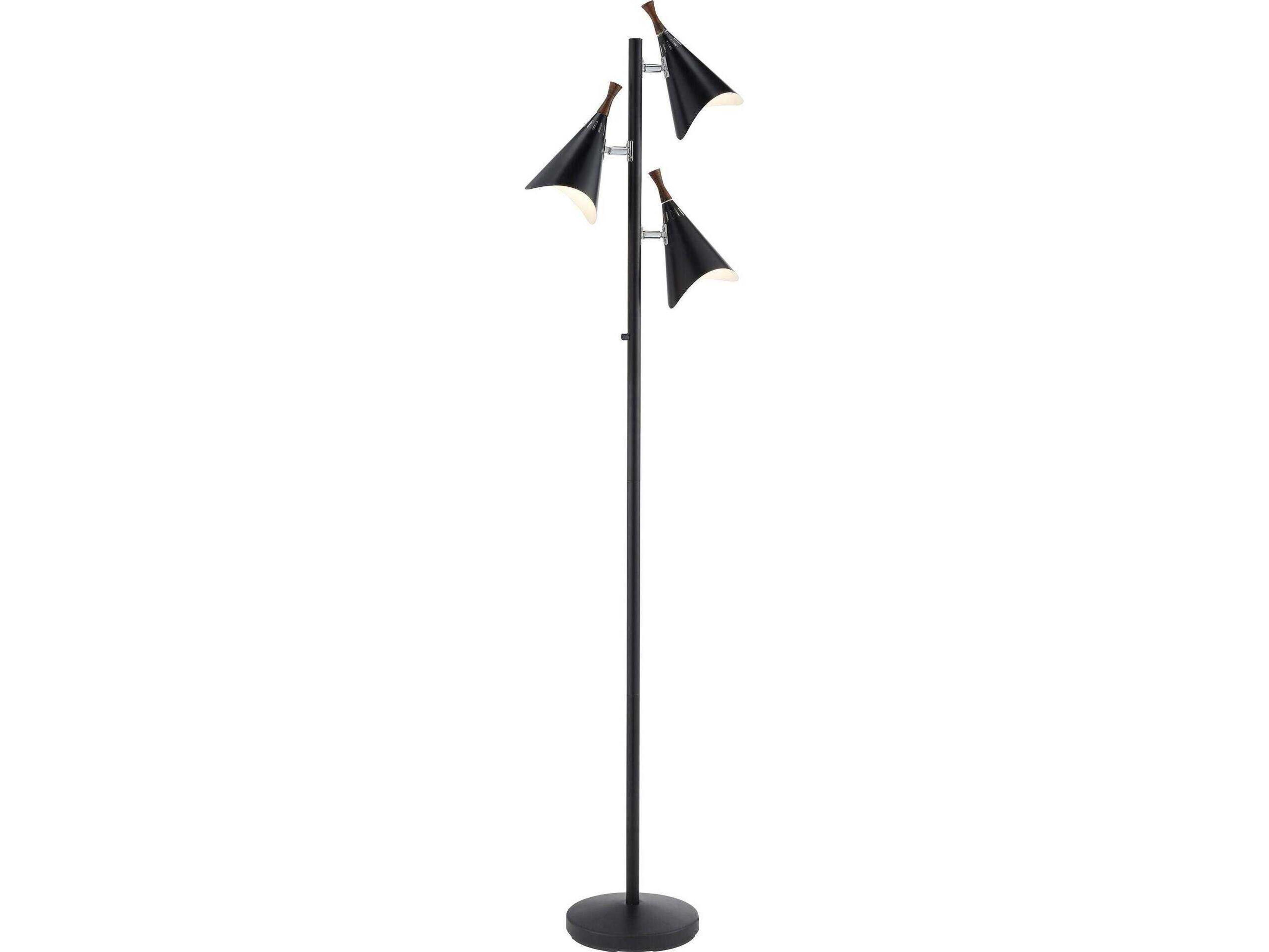 Adesso Draper Black Brushed Steel Painted Metal Floor Lamp