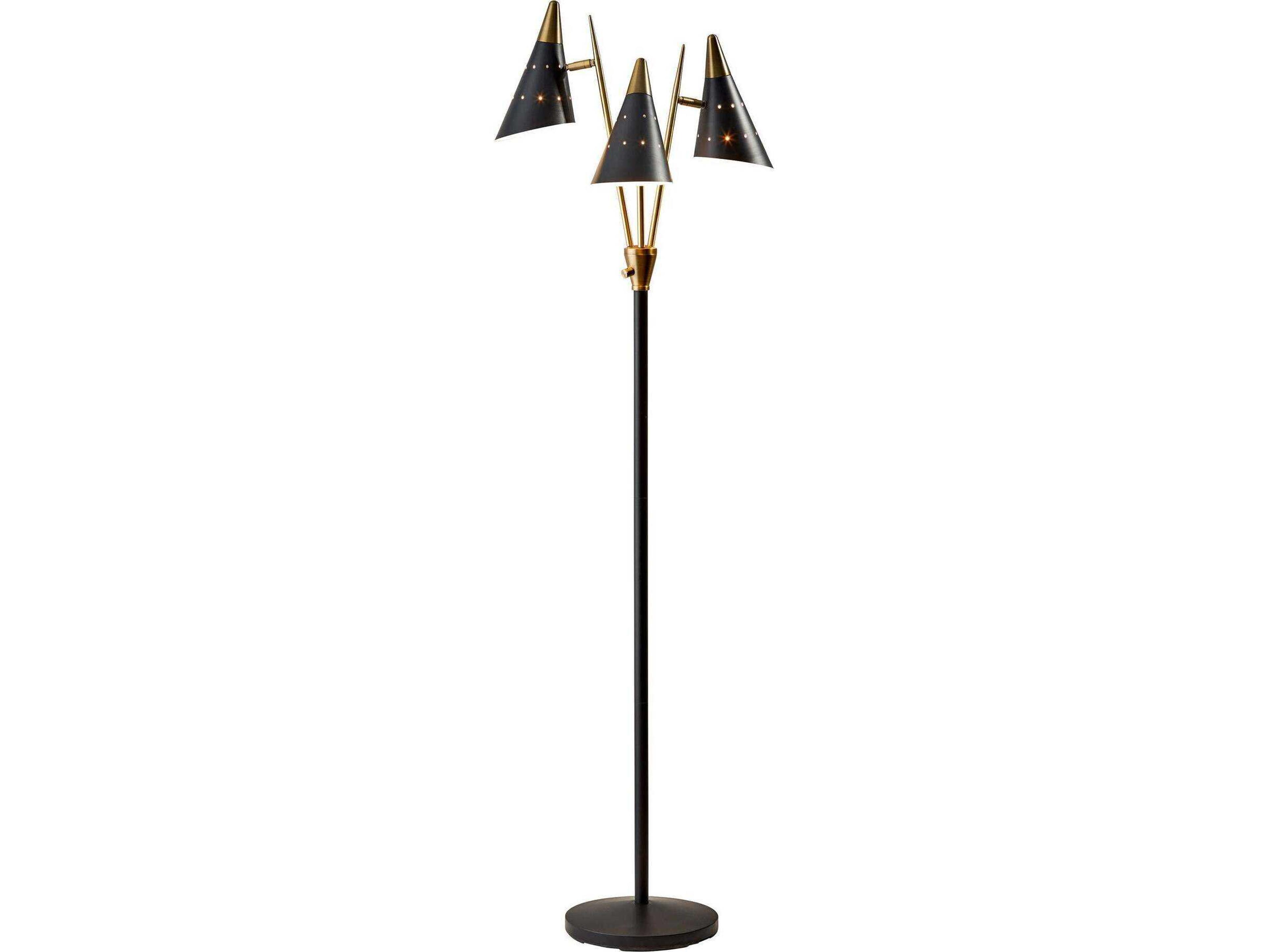 Adesso Nadine Black Antique Brass Matte Metal Floor Lamp