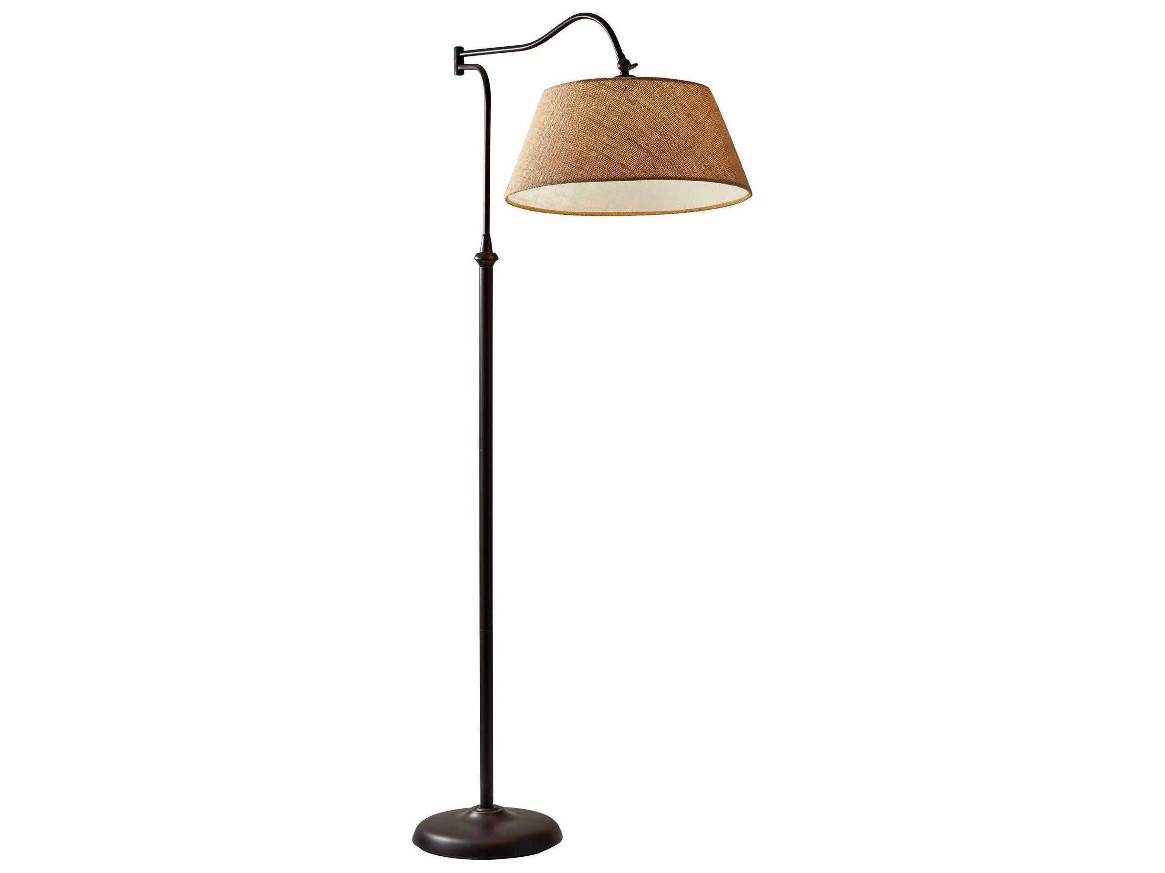 Adesso Rodeo Antique Bronze Khaki Burlap Floor Lamp