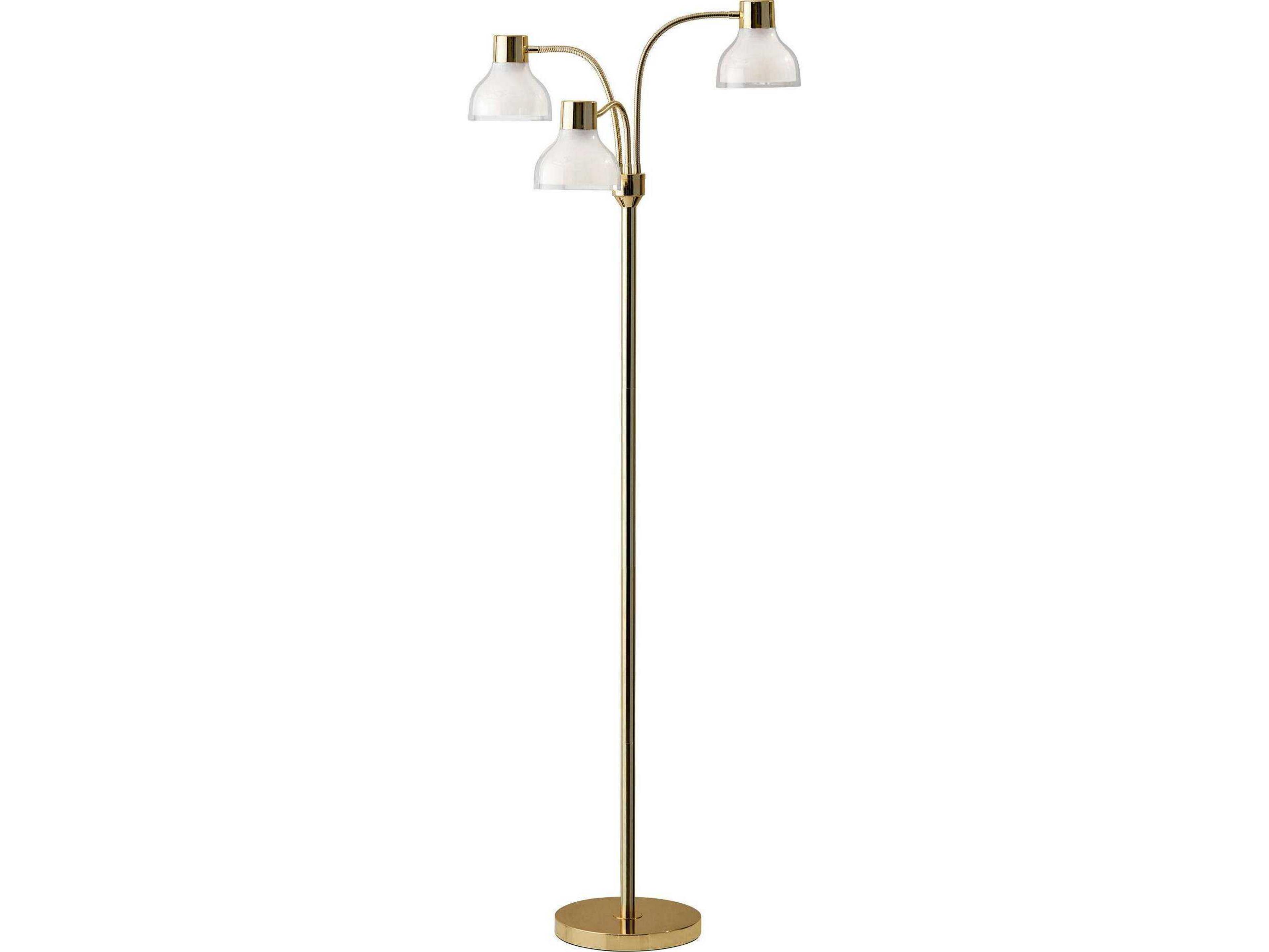 Adesso Presley Shiny Gold Clear Plastic Outer Frosted Inner Floor Lamp