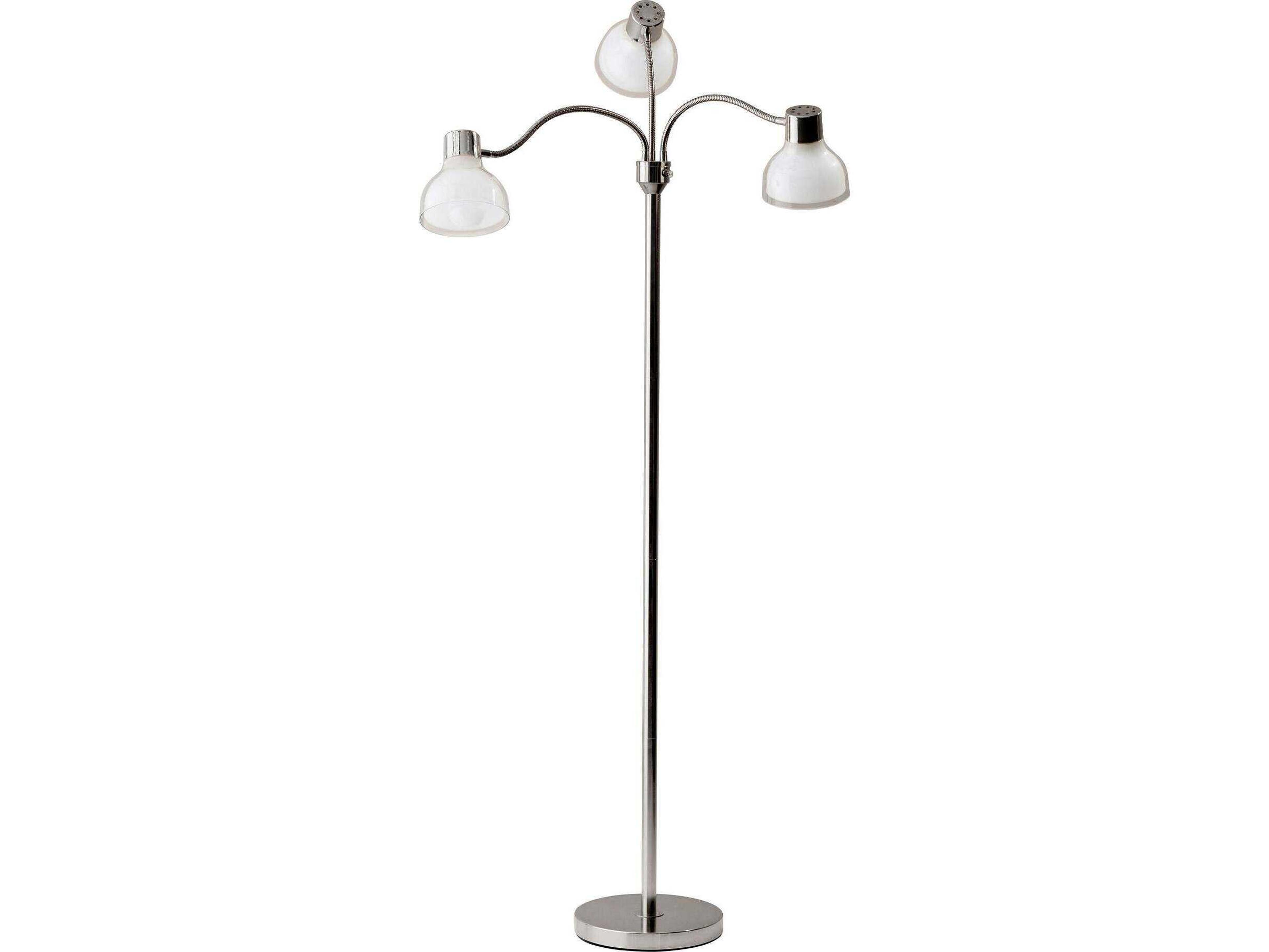 Adesso Presley Polished Nickel Clear Plastic Outer Frosted Inner Floor Lamp